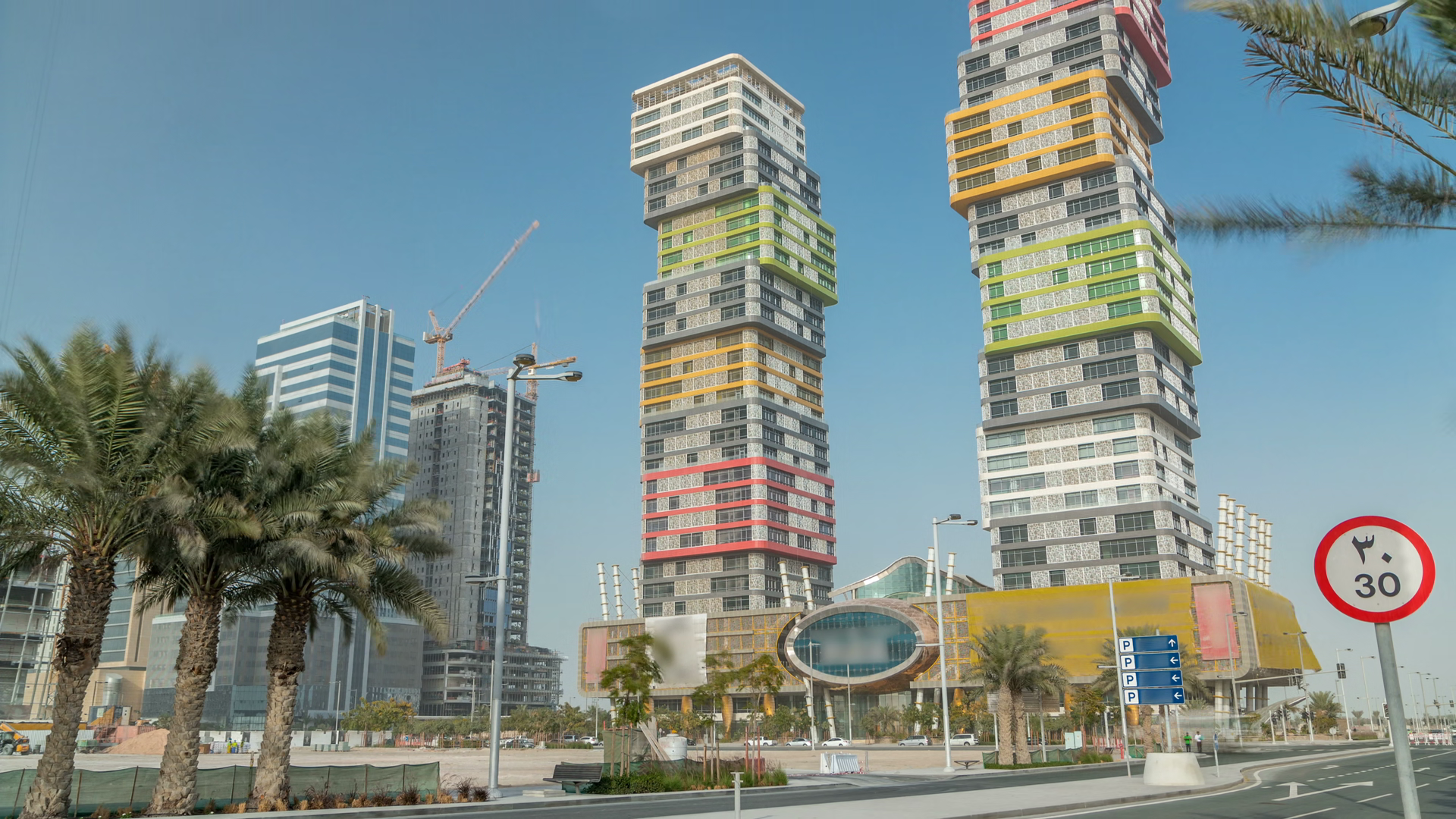 Doha Skyline Timelapse With Colorful Al Stock Footage SBV-354475445 ...