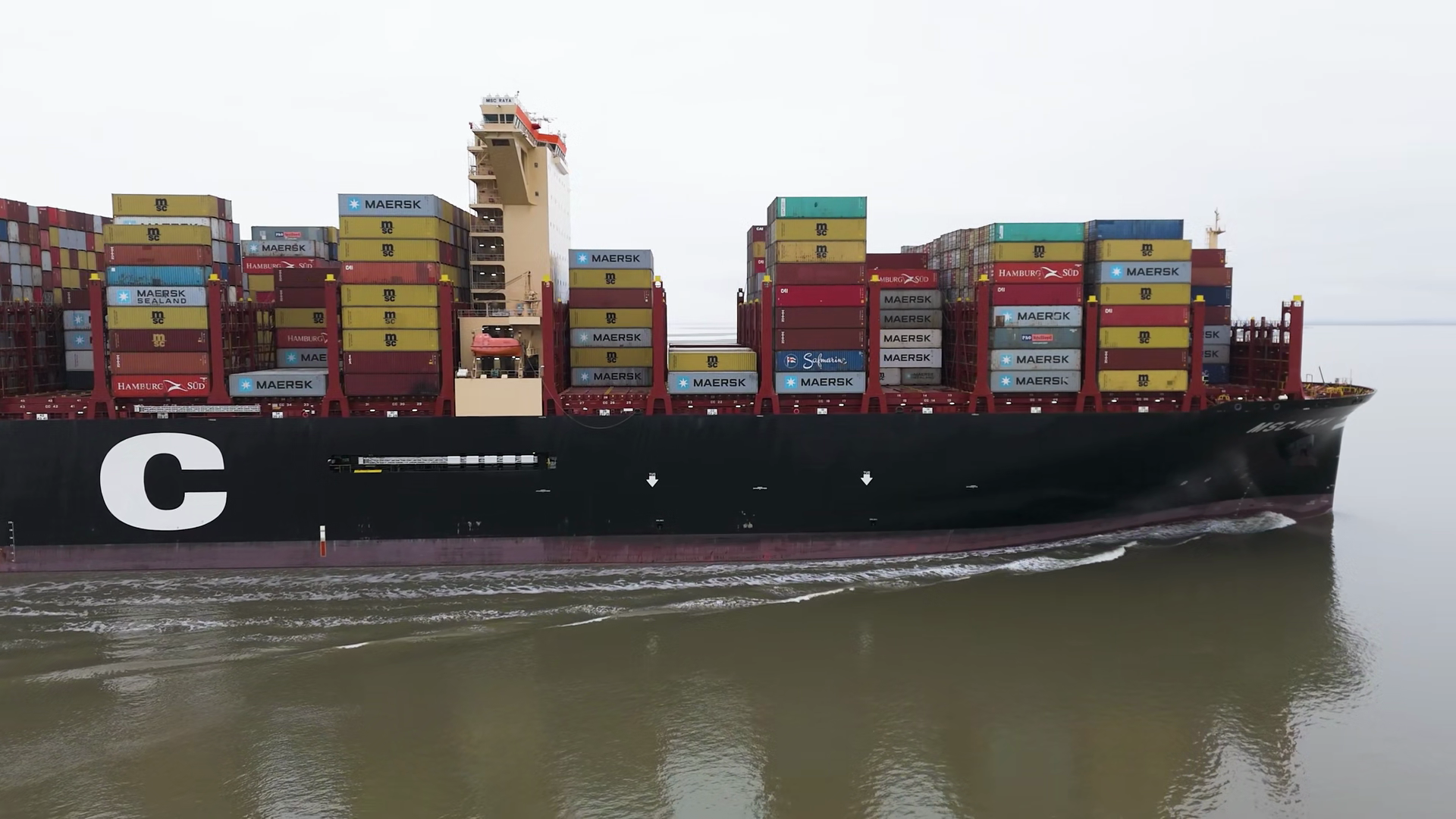 Profile Msc Container Ship Raya Moving Stock Footage SBV-353864850 ...