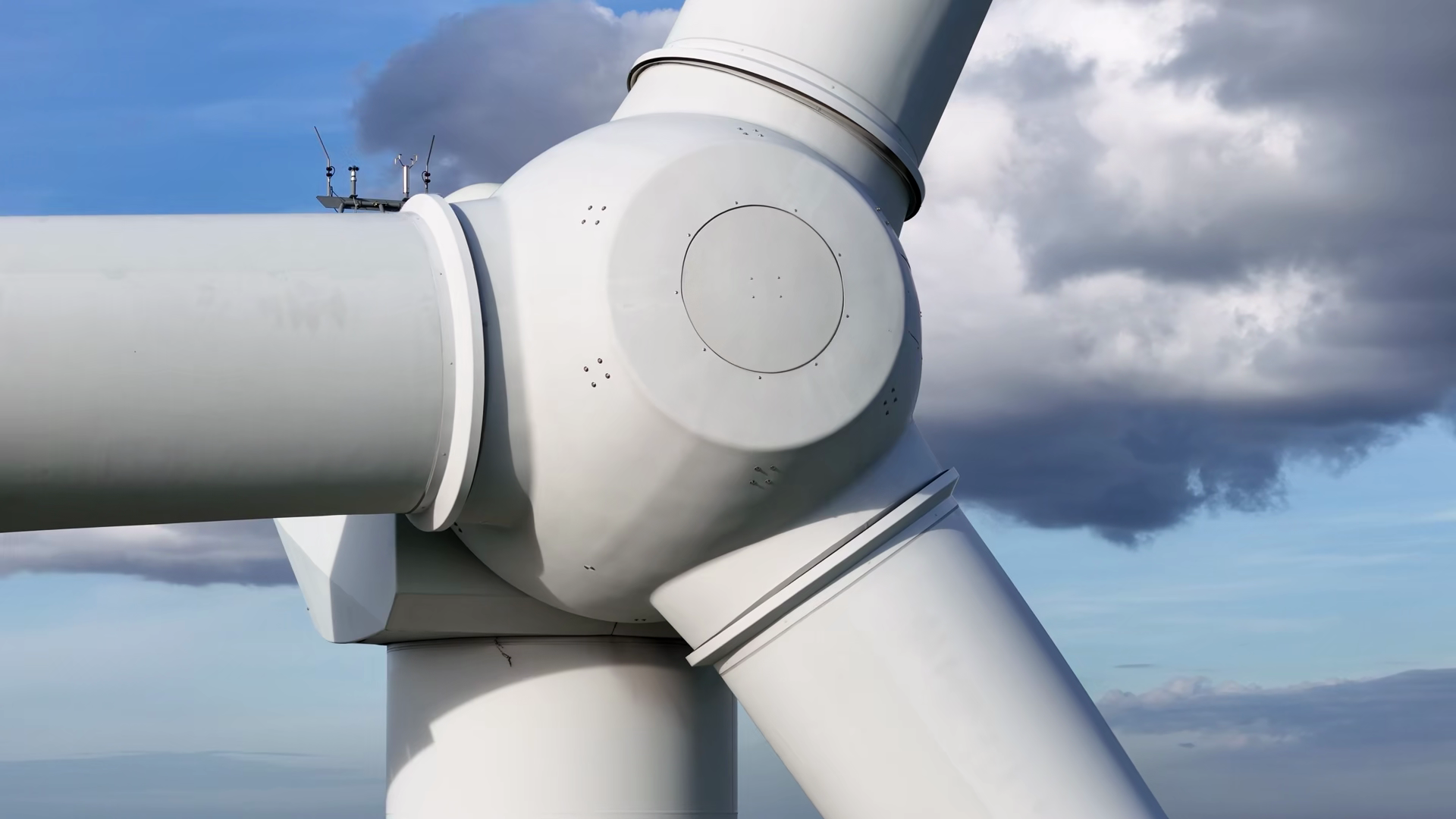 Wind Turbine Central Rotor Hub Blade Roots Stock Footage SBV-354058377 ...
