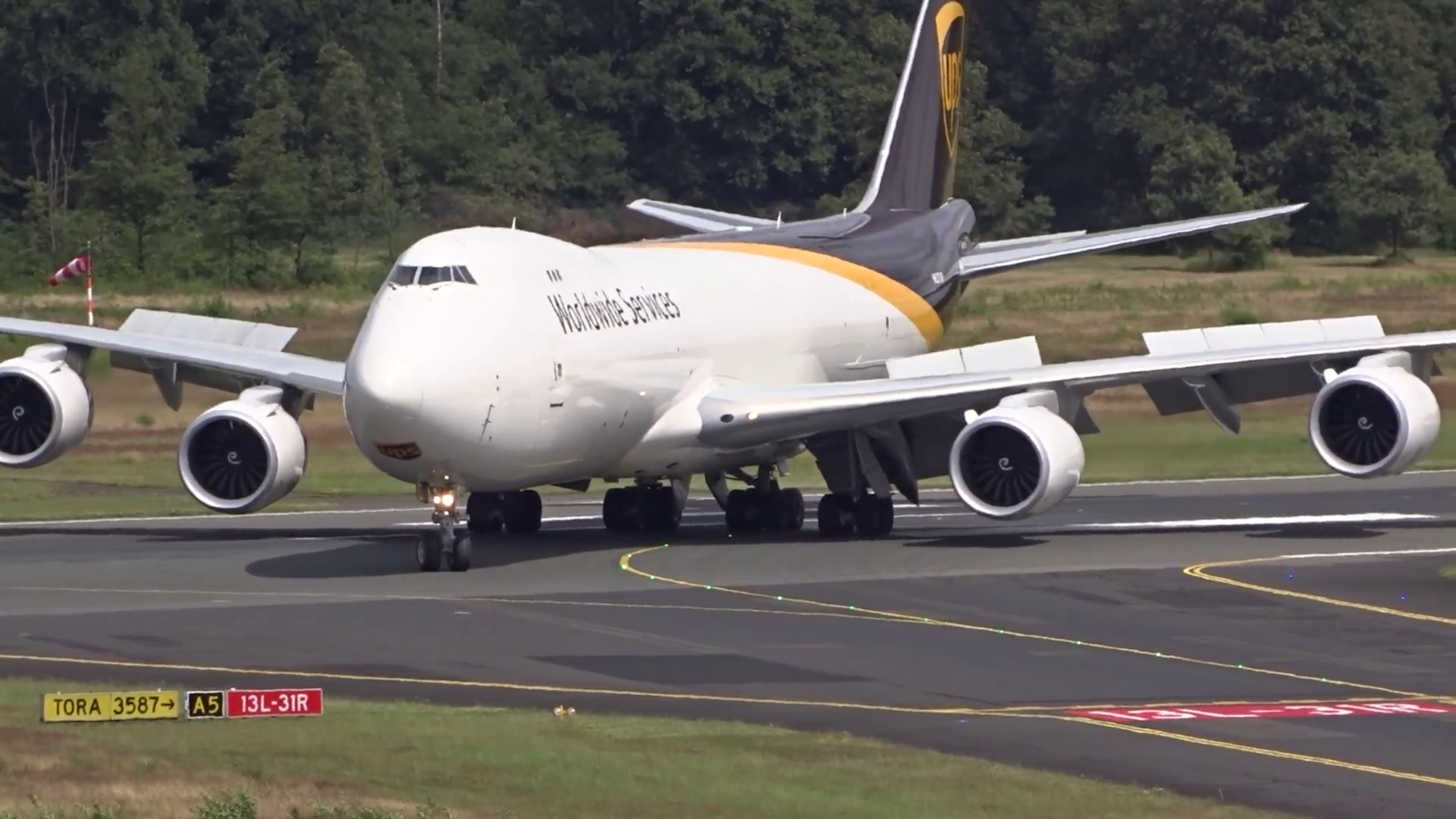 Ups Boeing 747 Turning Runway Onto Taxiway Stock Footage SBV-352772797 ...