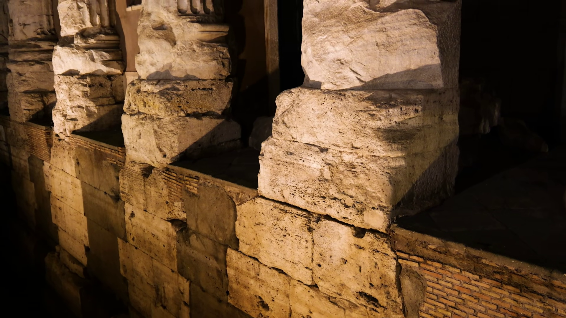 Night Massive Ancient Stone Columns Blocks Stock Footage SBV-353591900 ...