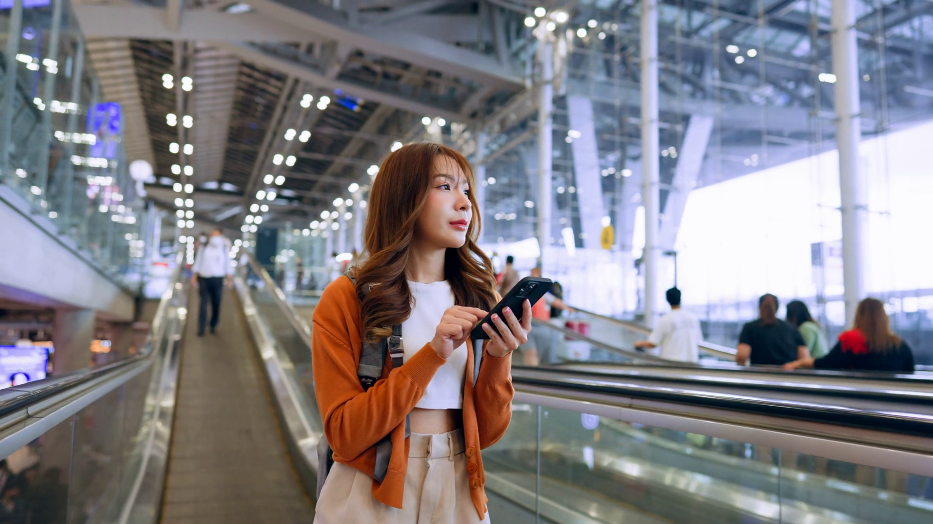 Young Woman In International Airport Modern Stock Footage SBV-347734649 ...