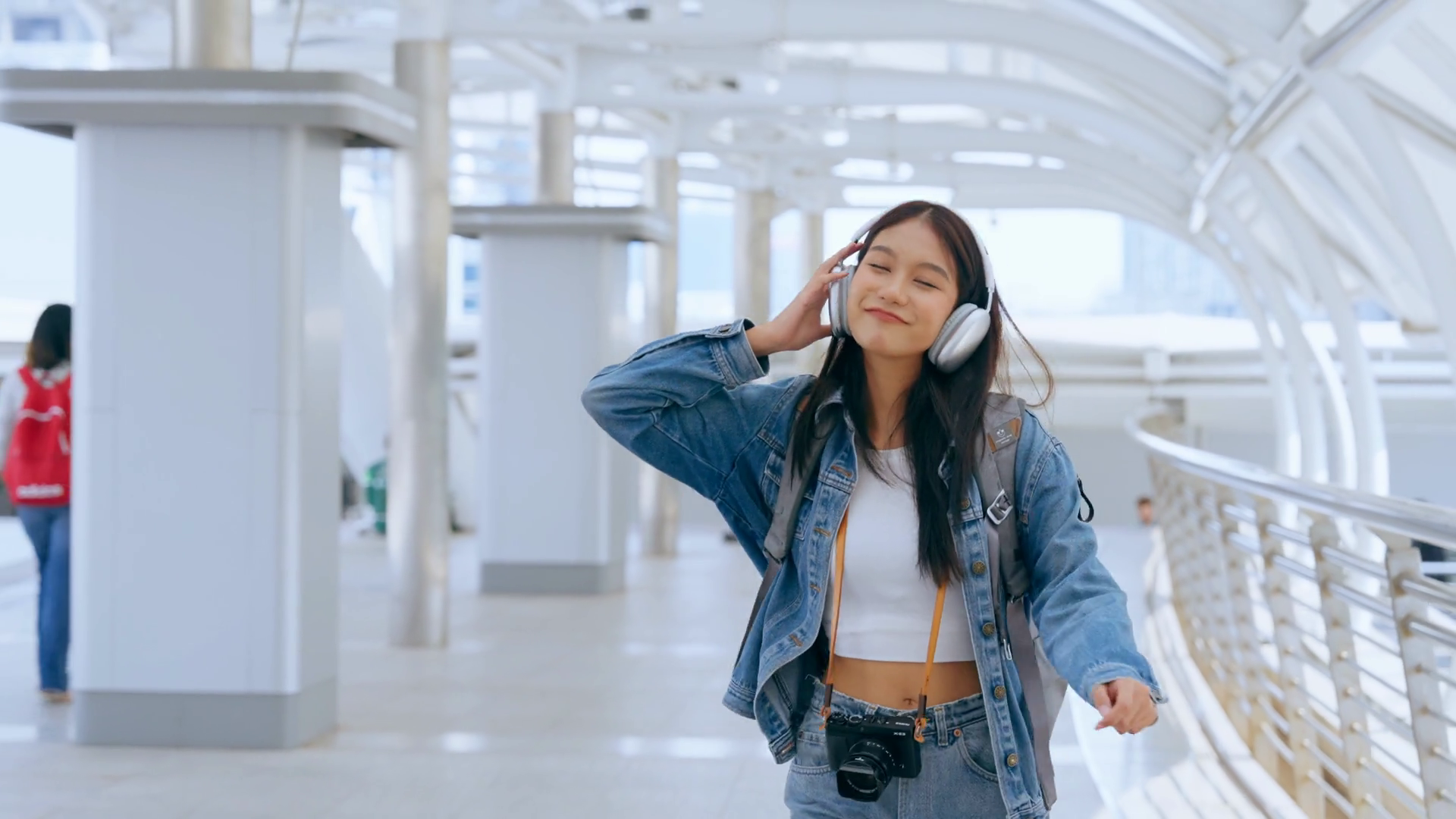 Young Asian Woman Wearing Denim Jacket Stock Footage SBV-348611872 ...