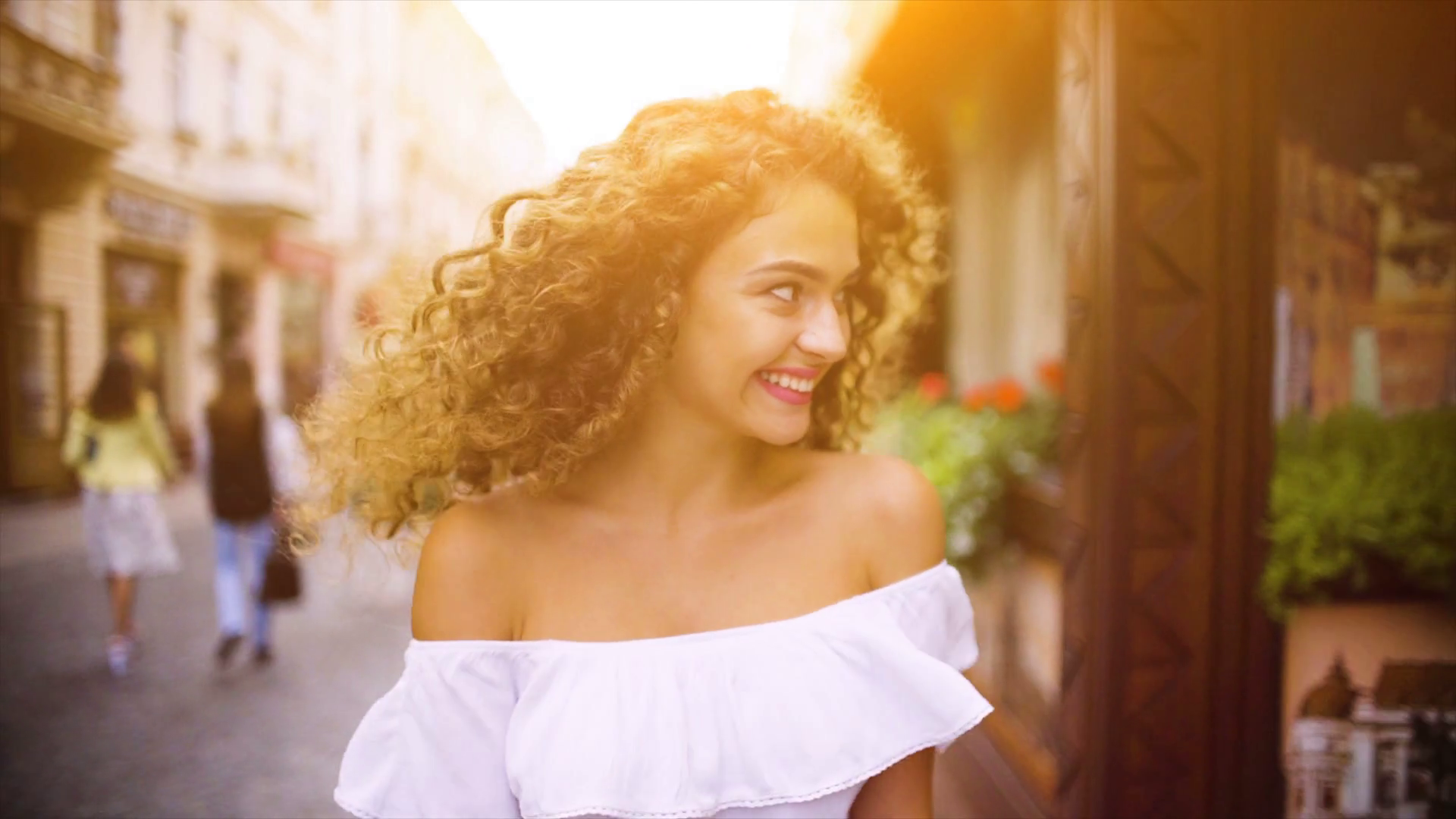 The Happy Woman Walking On Street On Sunset Stock Footage SBV-324812419 ...