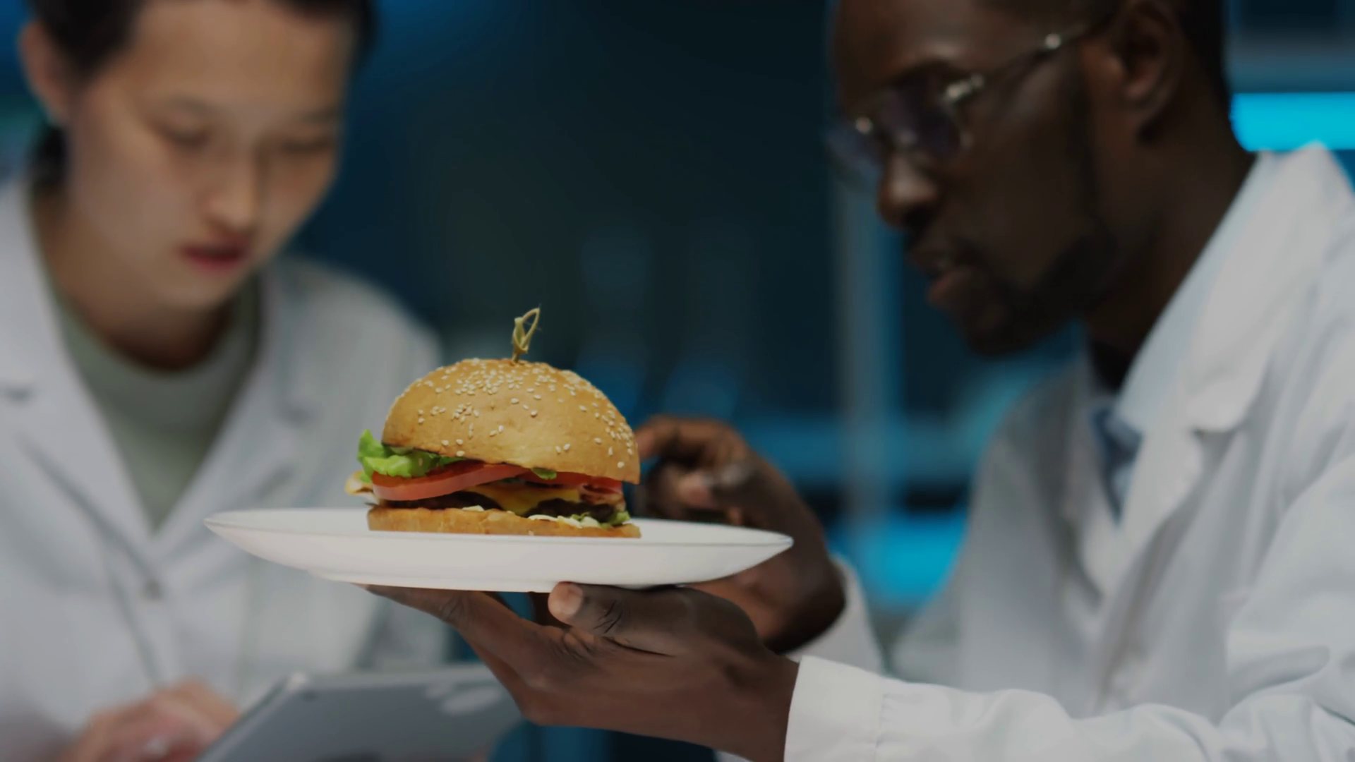 Two Diverse Food Scientists Examining Stock Footage SBV-349321526 ...