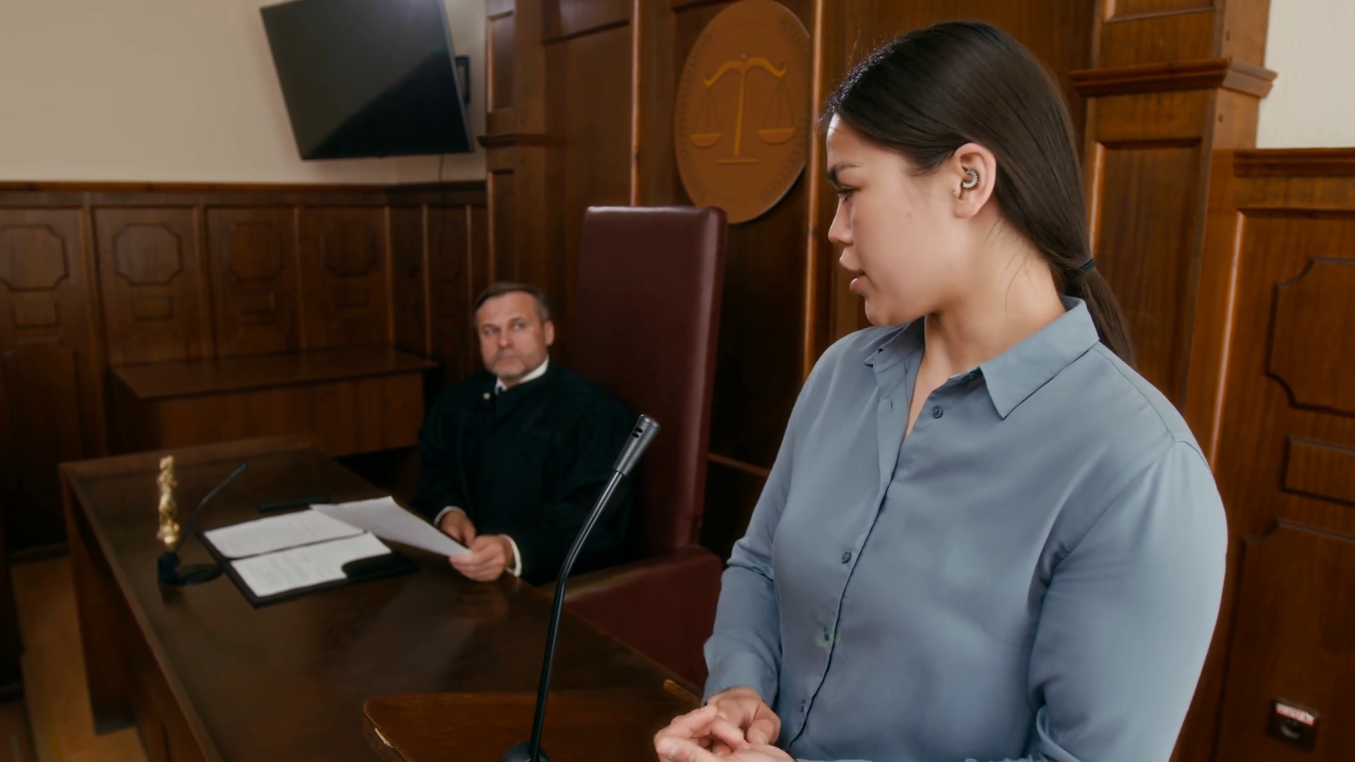 High Angle Shot Of Male Judge In Black Robe Stock Footage SBV-352616740 ...