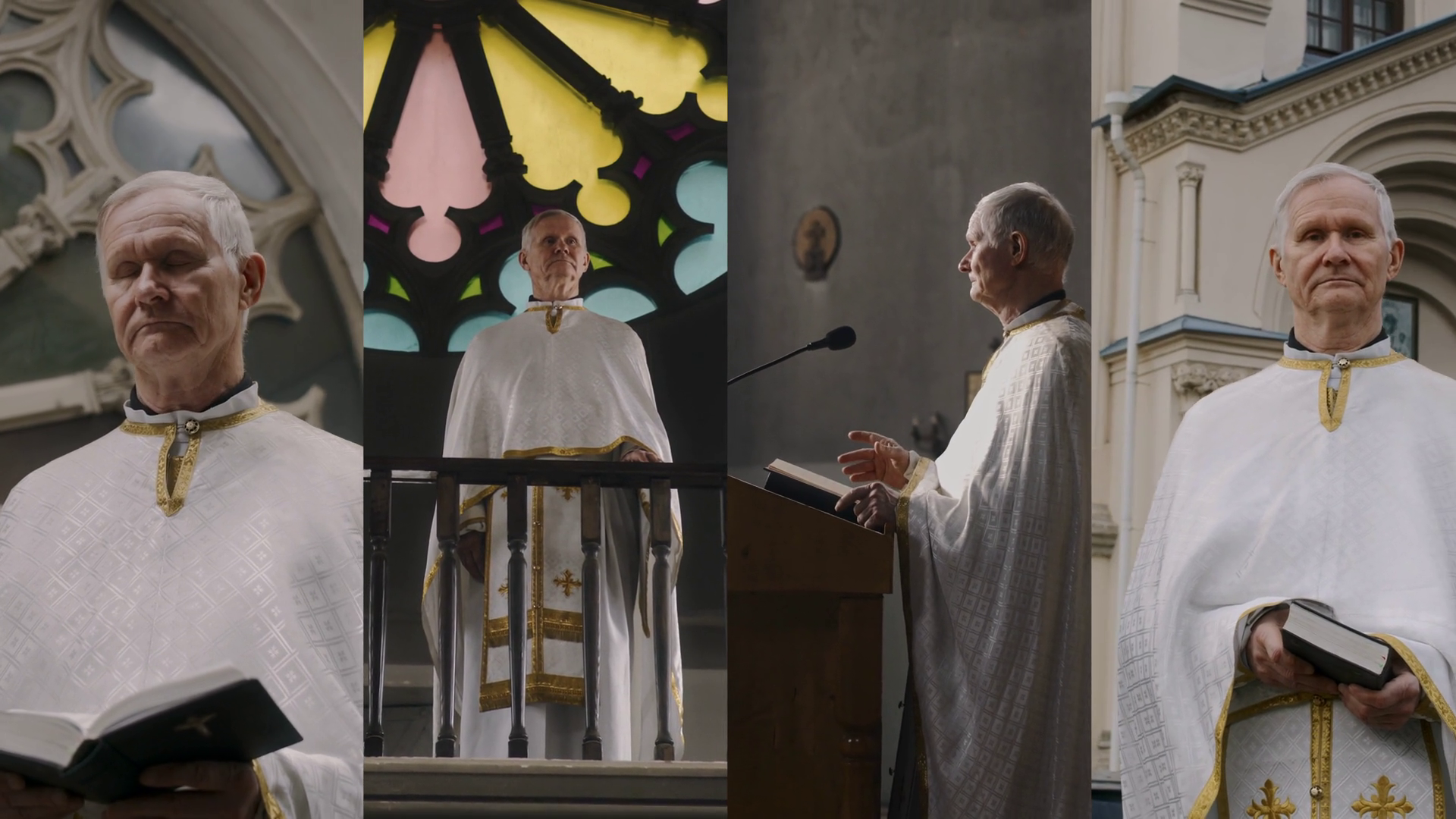 Split Screen Footage Of Senior Pastor In Stock Footage SBV-349111002 ...