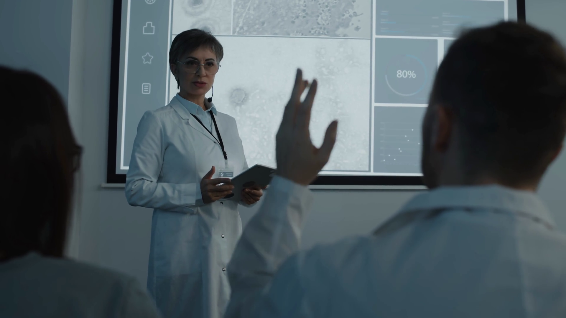 Female Scientist In White Coat Holding Stock Footage SBV-348821757 ...