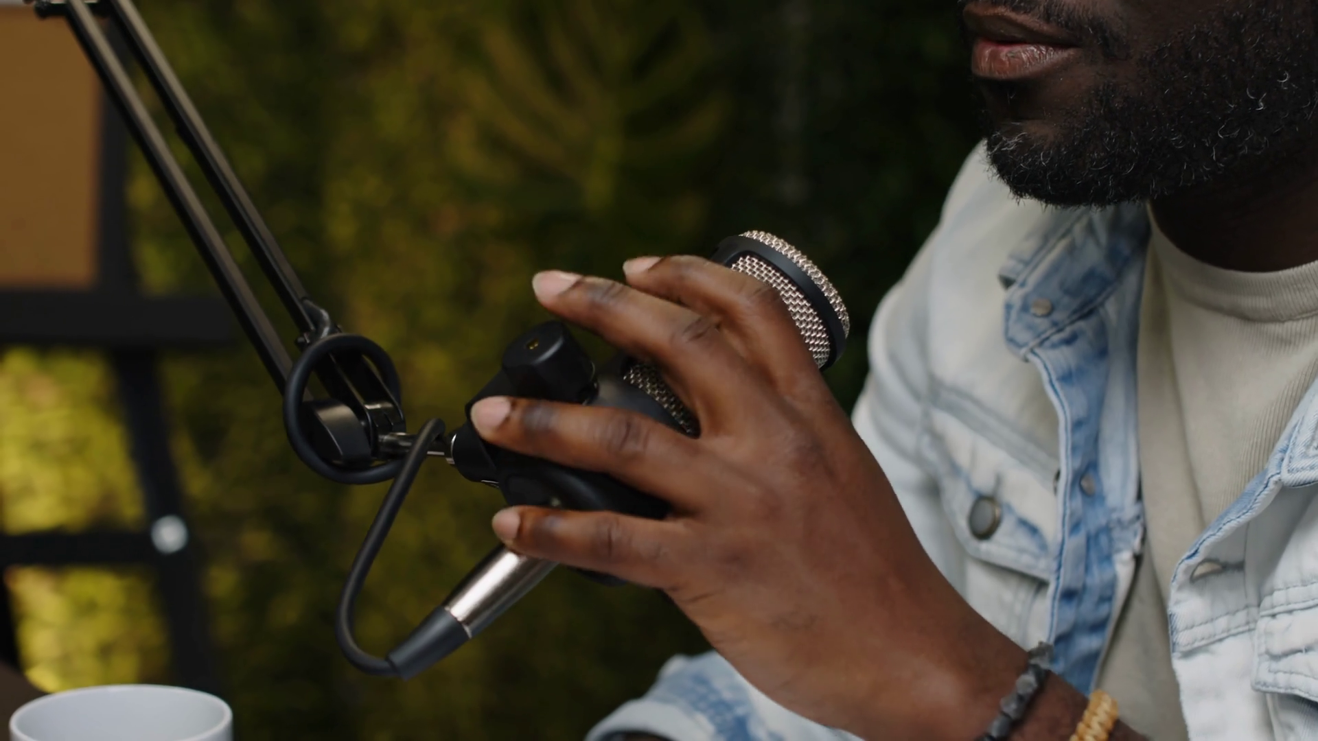 Close Up Shot Of Black Podcast Host Talking Stock Footage SBV-348934456 ...