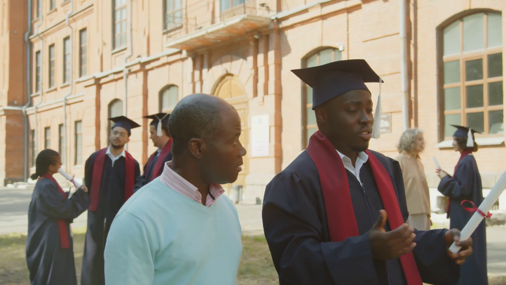 Tracking Shot Of African American Graduated Stock Footage SBV-348688482 ...