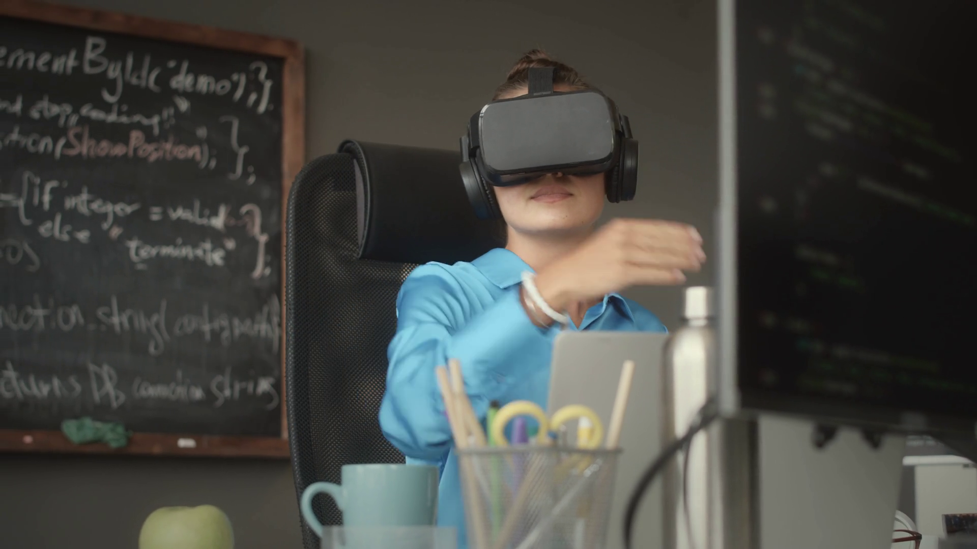 Young Female Programmer In Vr Headset Stock Footage SBV-348832972 ...