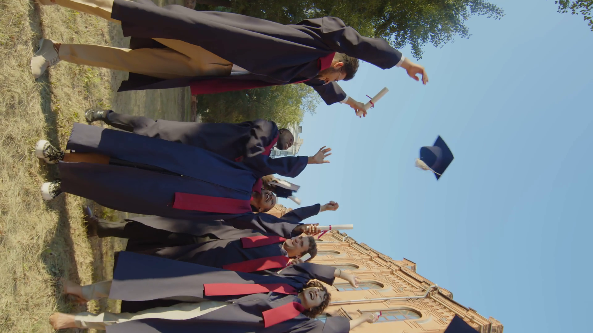 Vertical Shot Of Cheerful Group Of Diverse Stock Footage SBV-348801477 ...