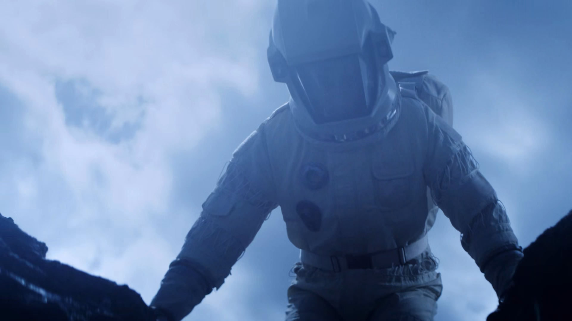 Handheld Shot Of Space Explorer Walking On Stock Footage SBV-354053260 ...