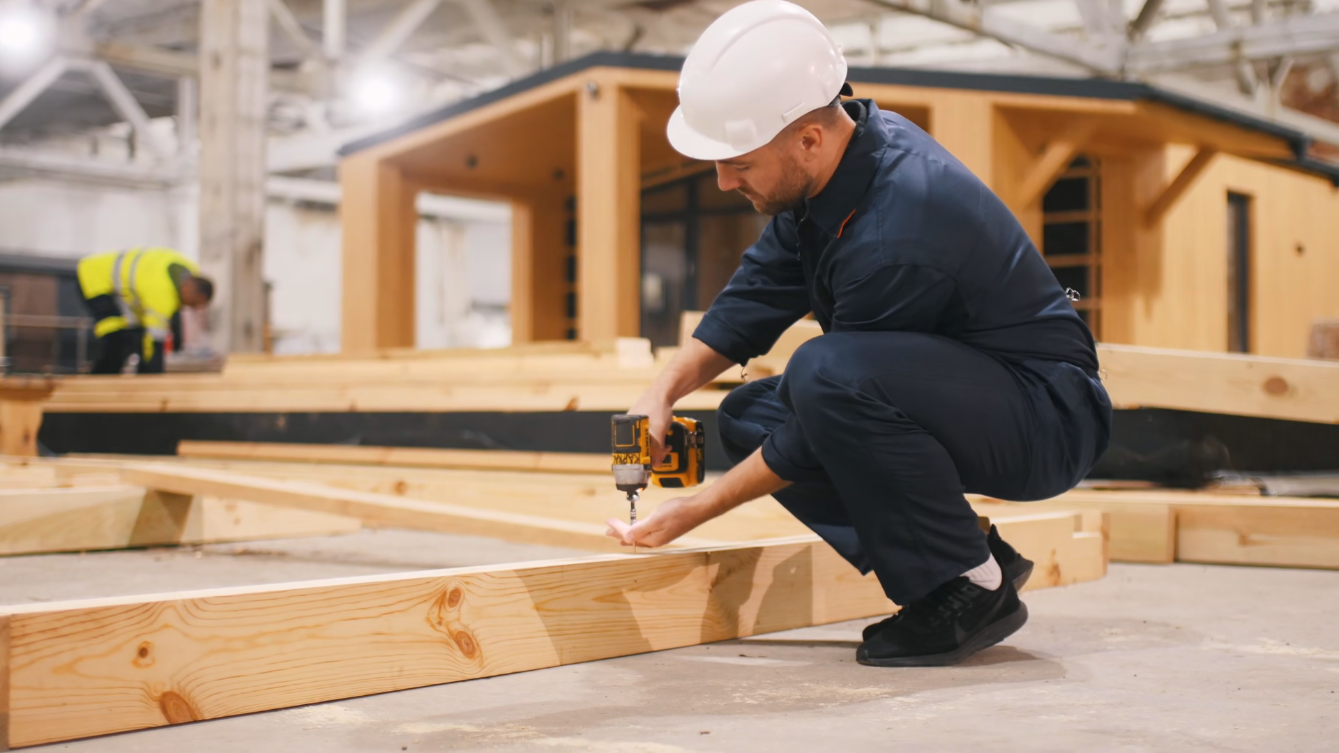 Small Drill In Hands Male Builder Is At Stock Footage SBV-354030089 ...