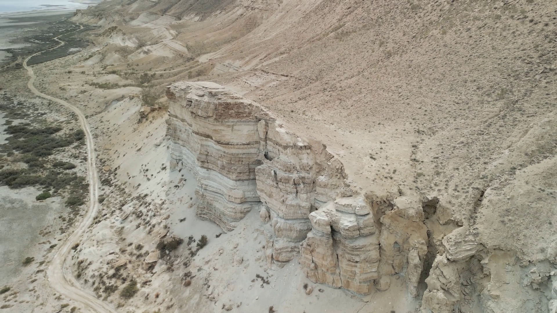 Aerial View Of Stratified Cliffs With Stock Footage SBV-352323420 ...