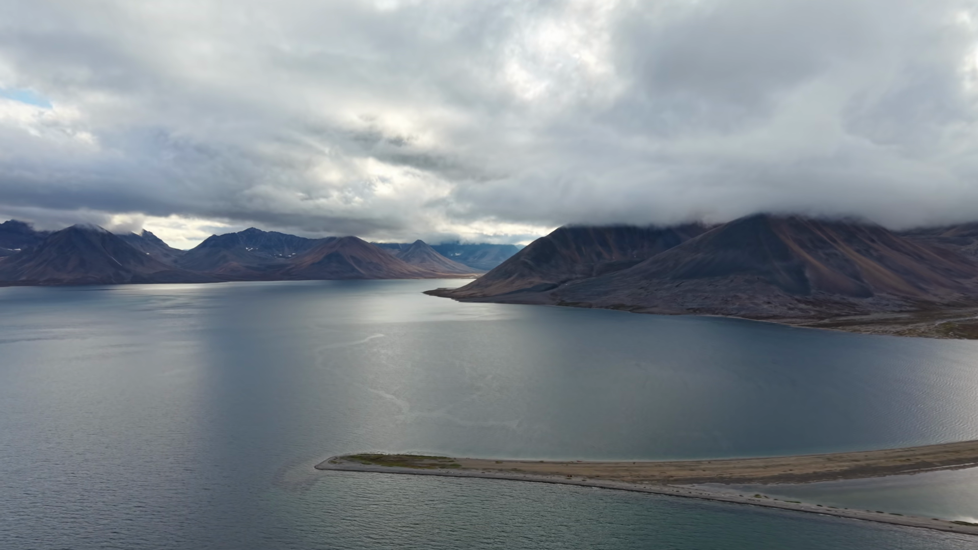 Aerial View Across Water Distant Ridges At Stock Footage SBV-354100958 ...