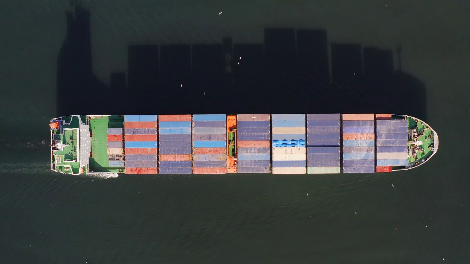 Aerial: Top View Of Container Ship With Stock Footage SBV-348957003 ...