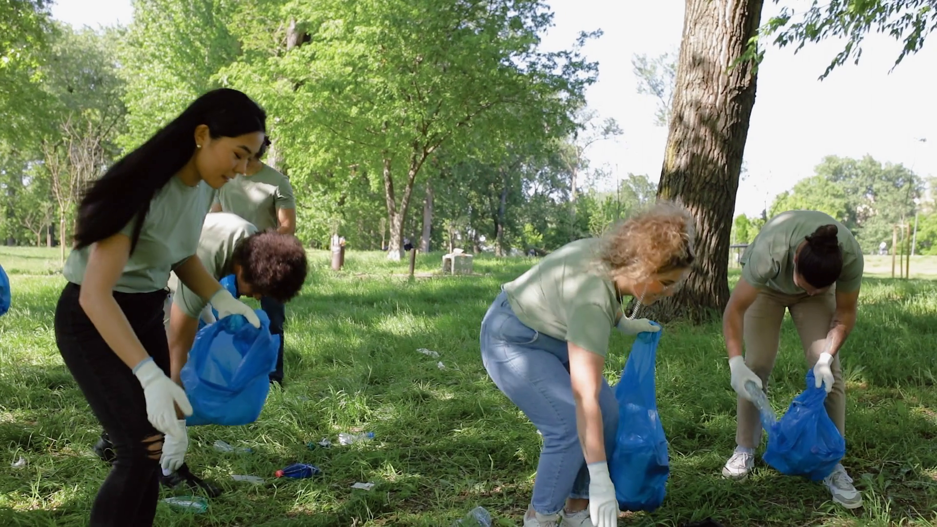 Multiethnic Group Of Volunteers With Garbage Stock Footage SBV ...