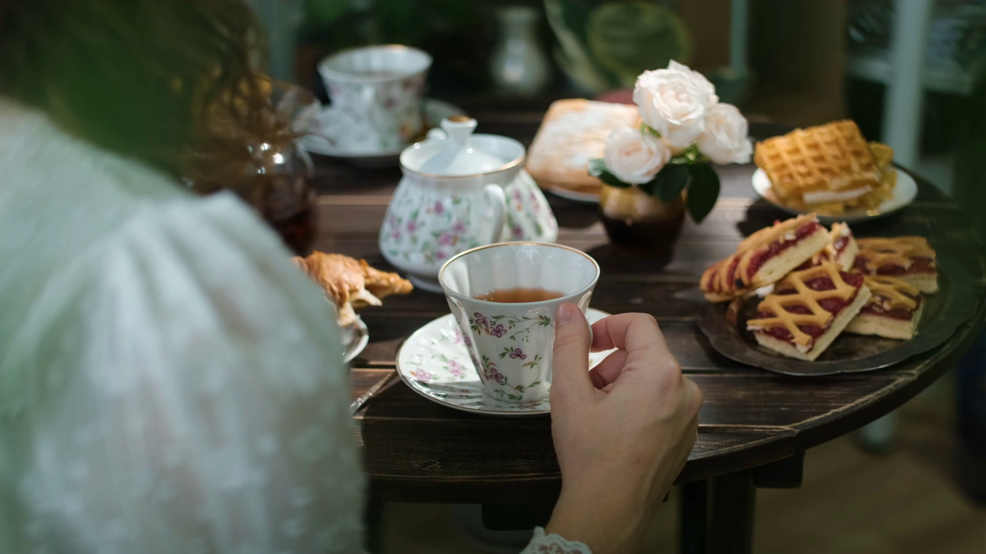 Tea Time Morning Routine Woman Drinks Tea Stock Footage SBV-351752670 ...