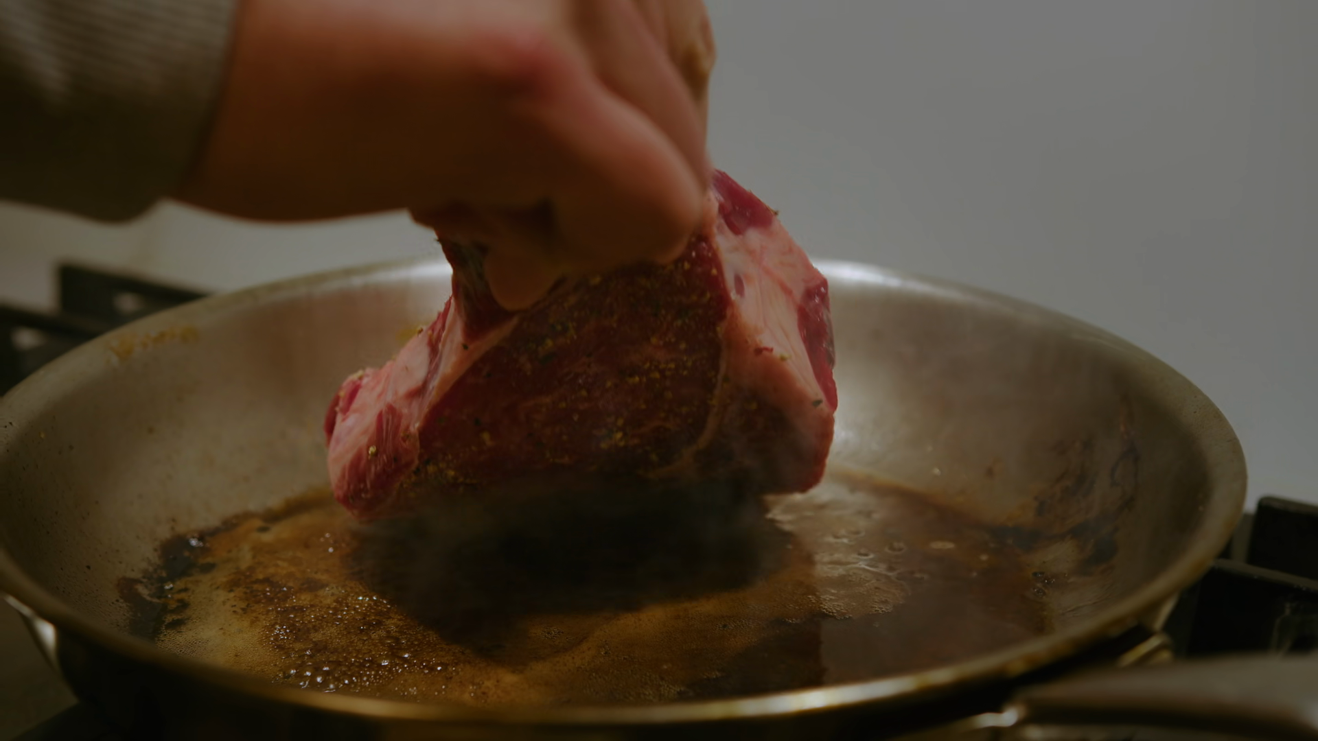 Caucasian Male Hand Putting Raw Steak Stock Footage SBV-354431290 ...