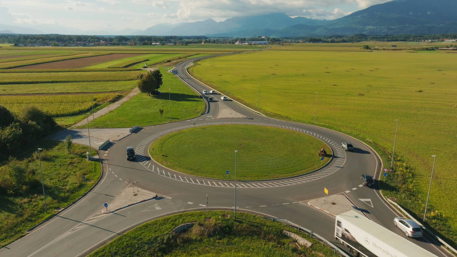 Aerial Roundabout Traffic Flow Illustrating Stock Footage SBV-354322617 ...