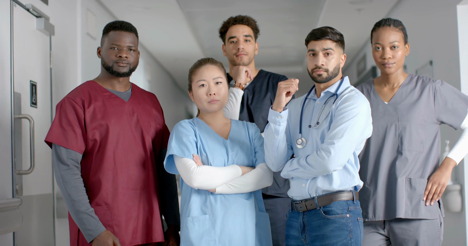 Portrait Of Diverse Male Female Doctors Stock Footage SBV-349301397 ...