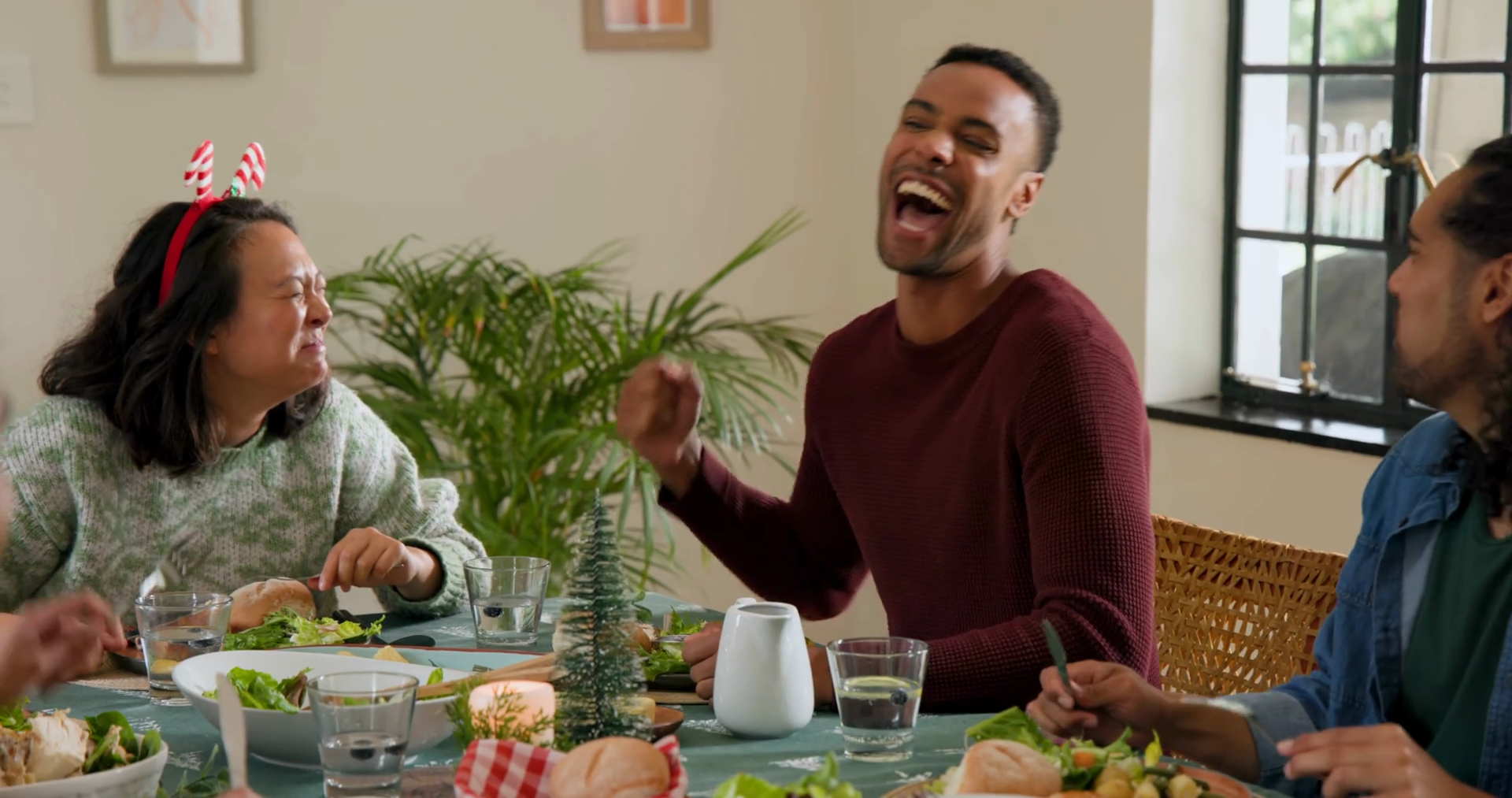 Diverse Friends Laughing Enjoying Festive Stock Footage SBV-349383198 ...