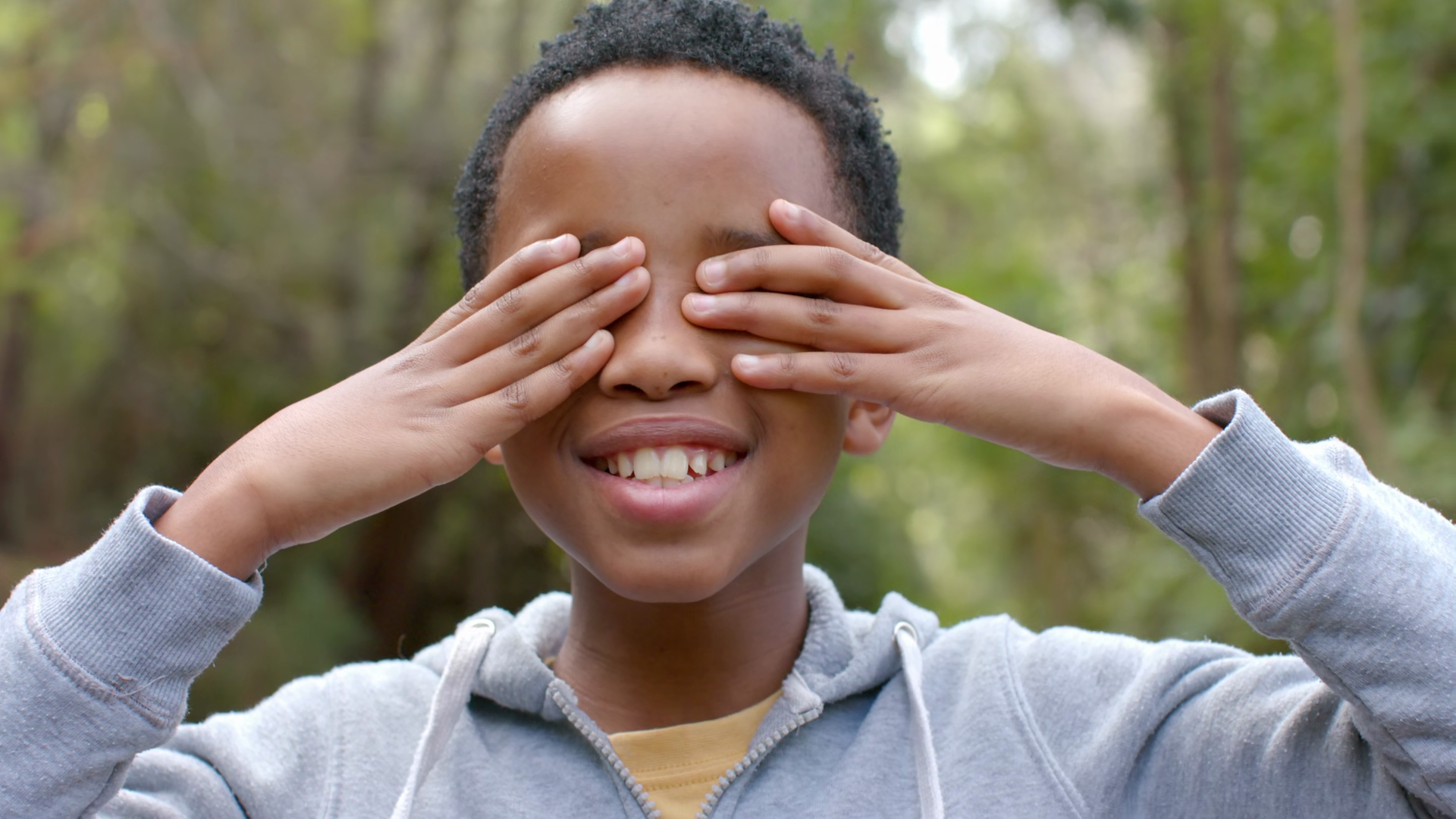Covering Eyes Waiting African American Boy Stock Footage SBV-353770462 ...