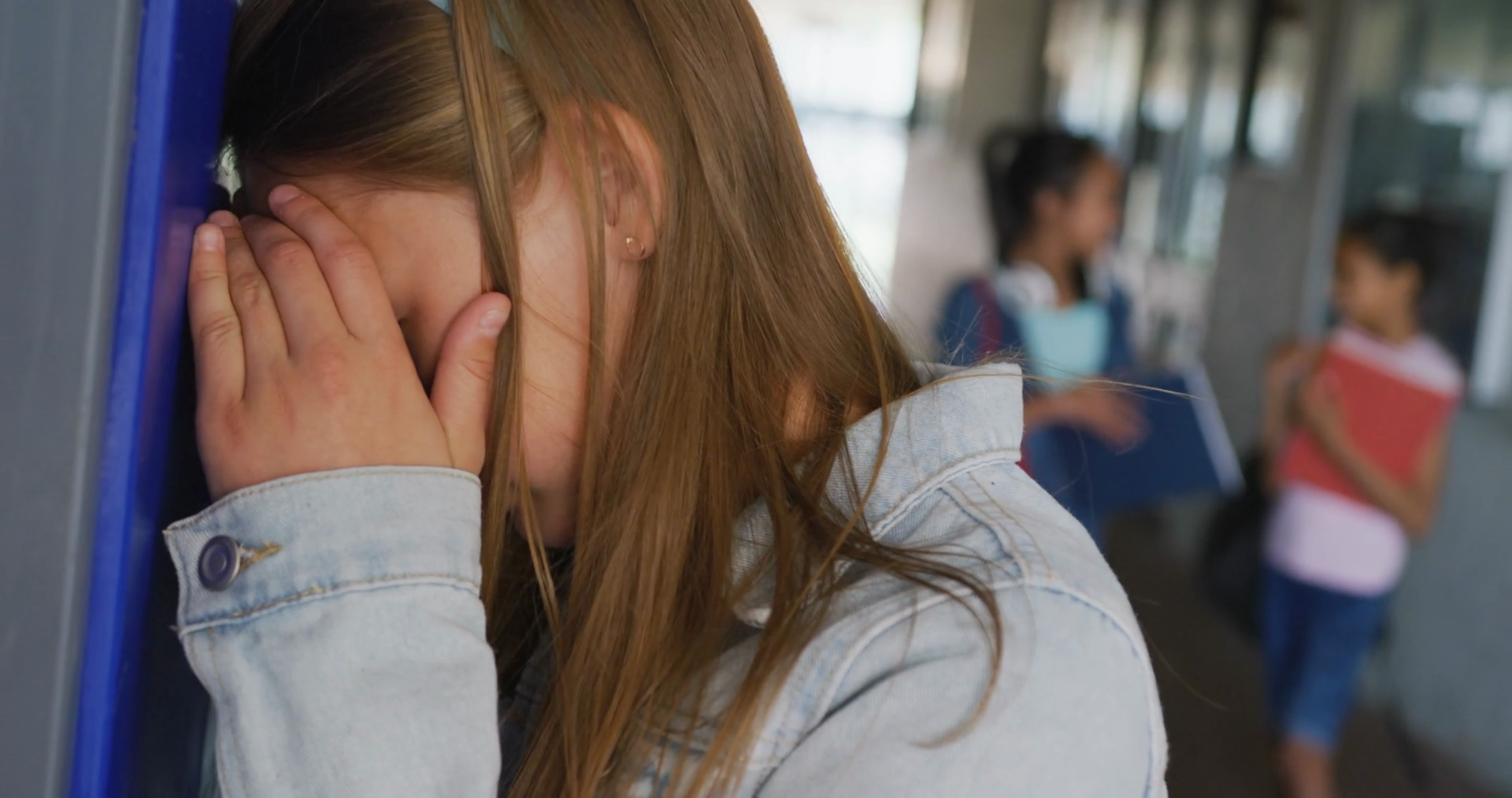 Video Of Sad Caucasian Girl Crying Lockers Stock Footage SBV-348518158 ...
