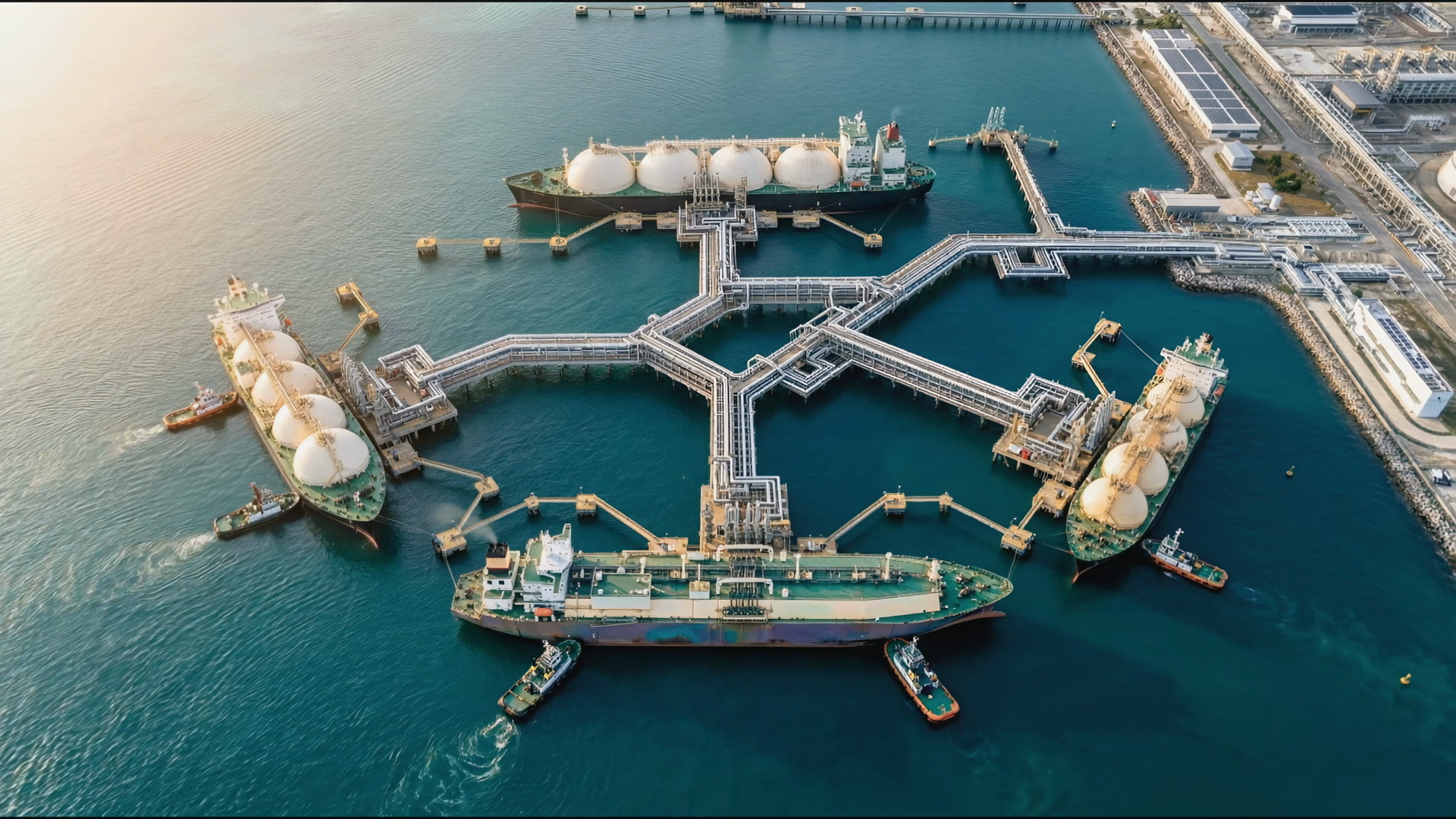 Aerial View Of Complex Gas Terminal With Stock Footage SBV-354390568 ...