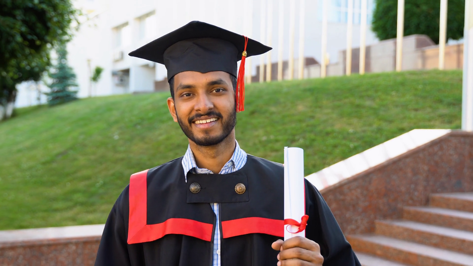 Indian College Graduate In Cap Gown Walking Stock Footage SBV-352791130 ...