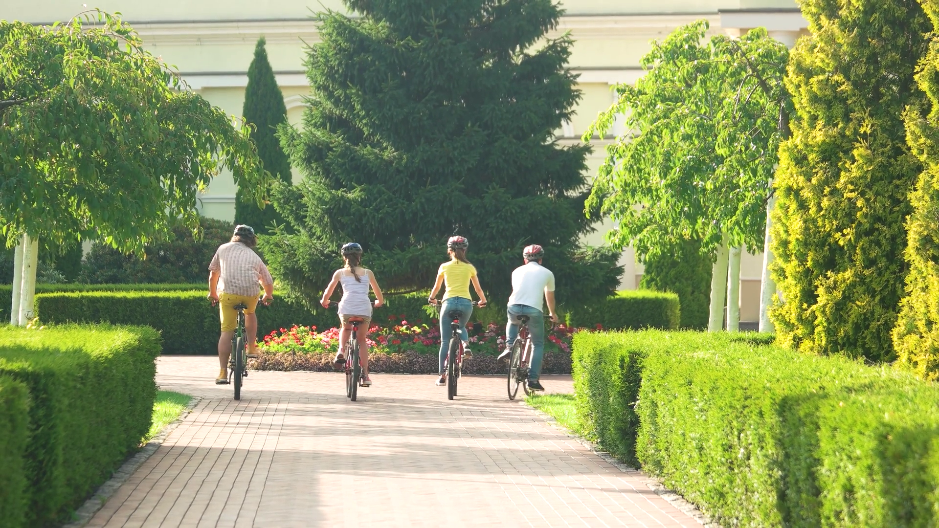 Friends Enjoying Bike Ride Outdoors Four Stock Footage SBV-321928954 ...
