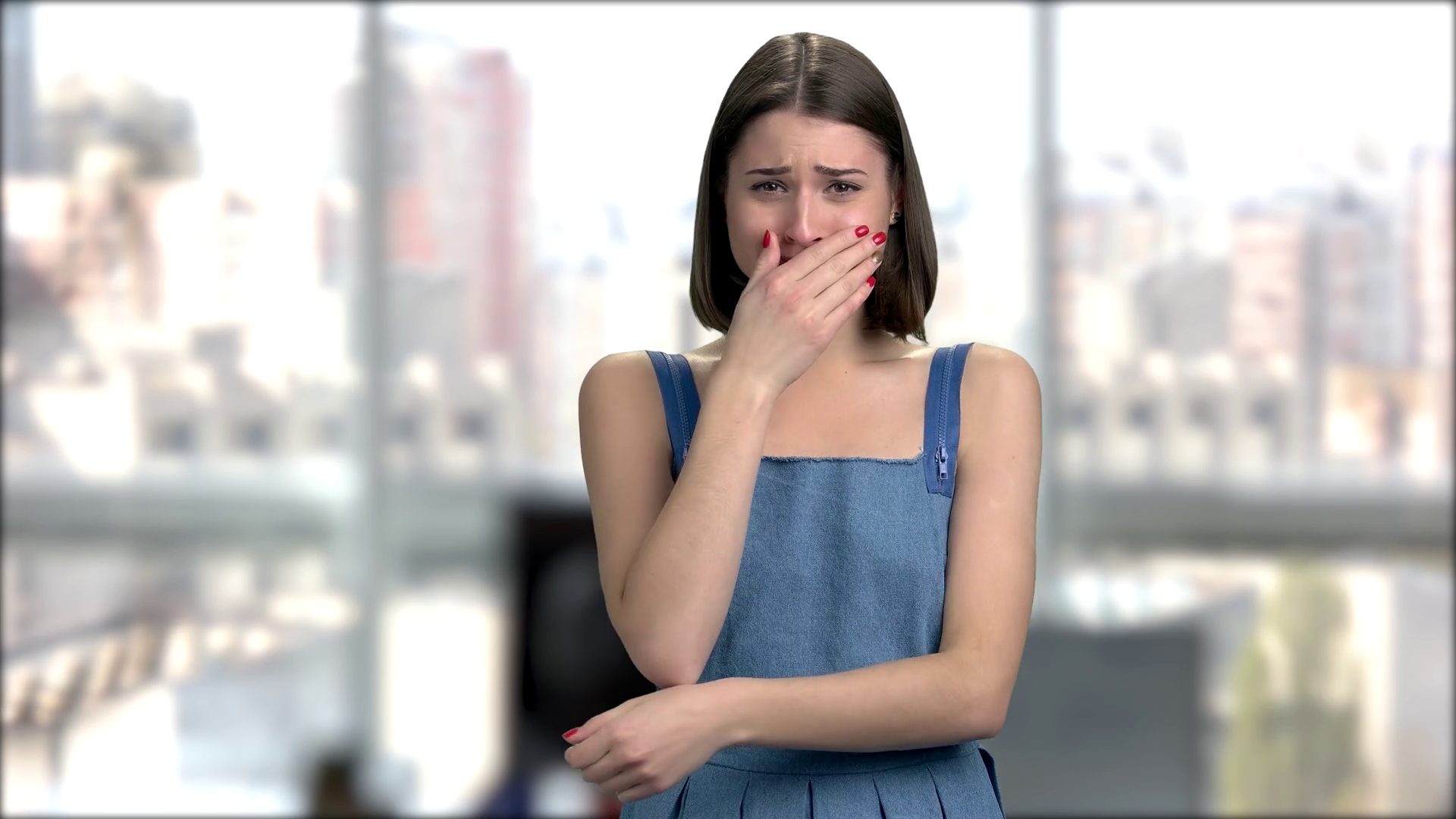 Portrait Of Distressed Young Woman Startled Stock Footage SBV-329836133 ...
