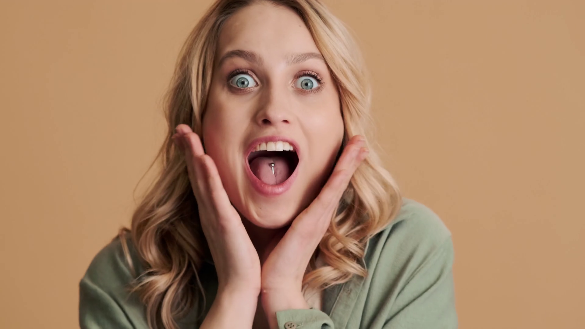 A Close-up View Of Surprised Young Woman Is Stock Footage SBV-352742953 ...