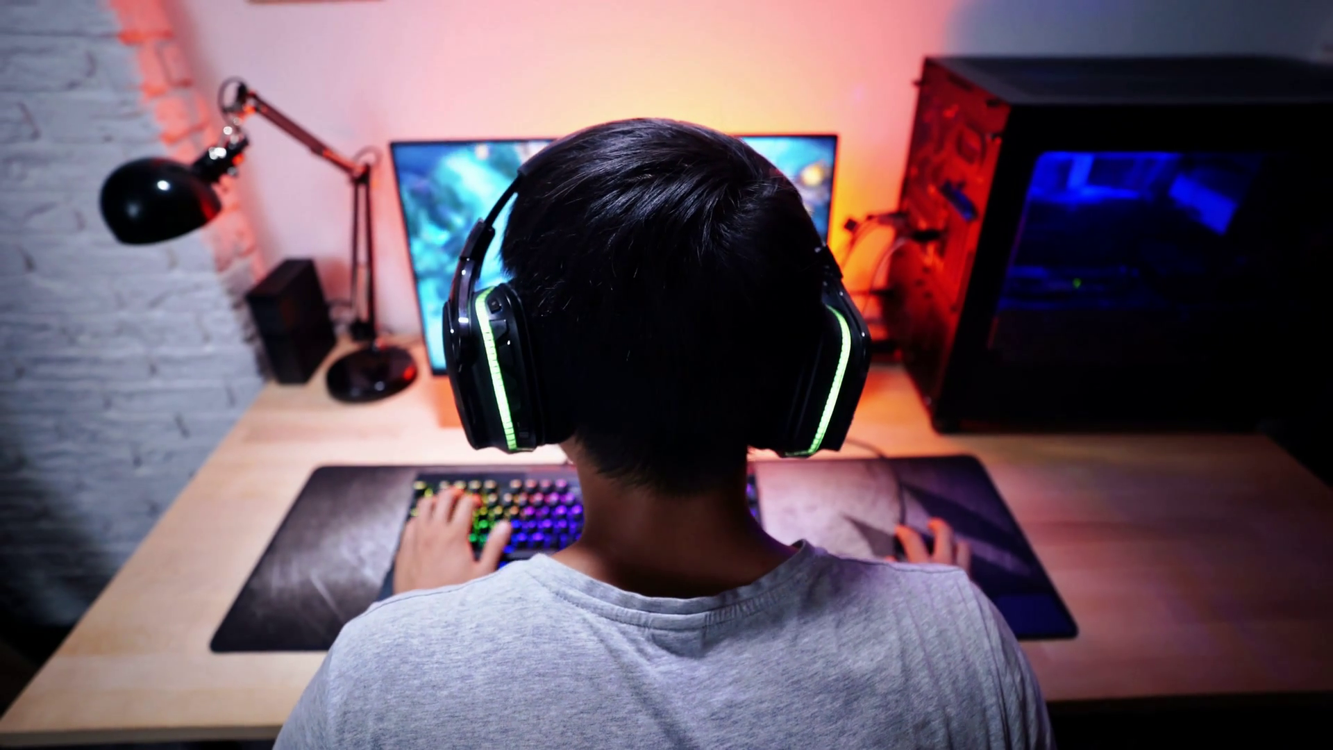 Back View Of Asian Male Gamer Playing Stock Footage SBV-352855195 ...