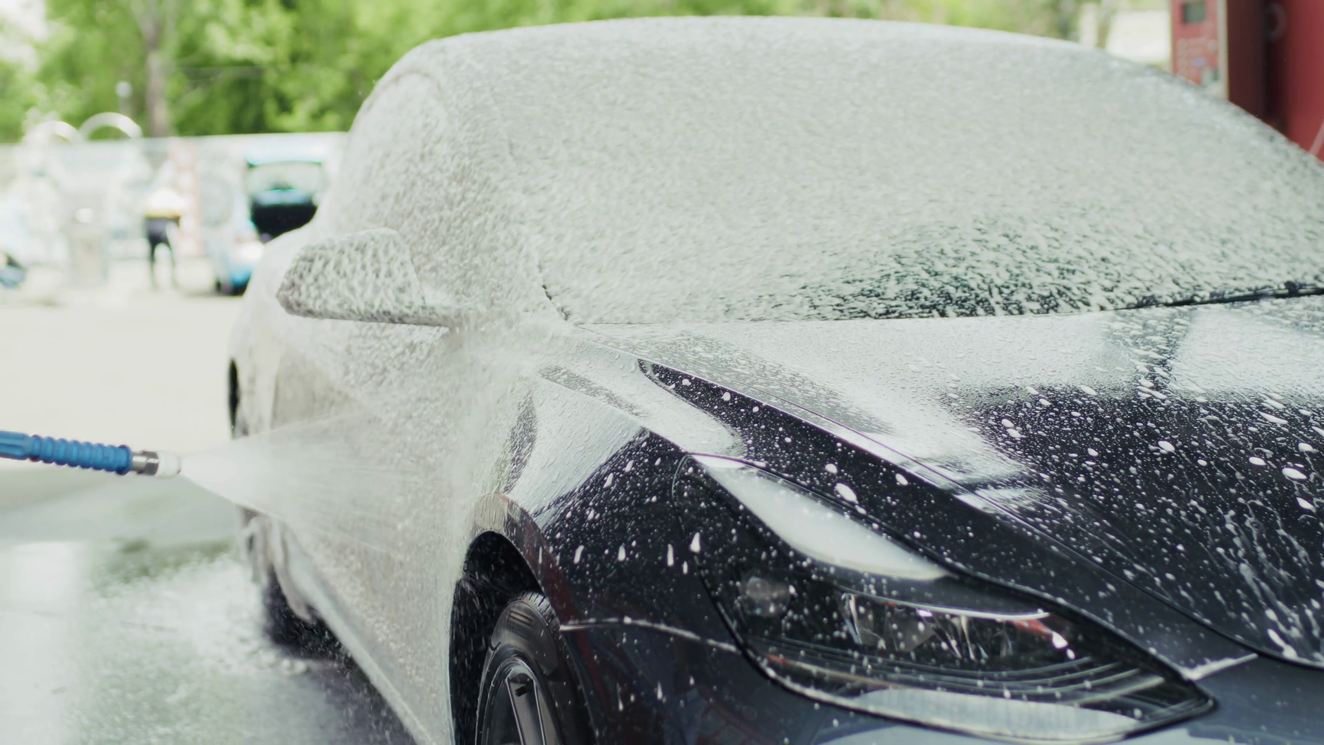 Washing Car With Foam At Outdoor Car Wash Stock Footage SBV-352161010 ...