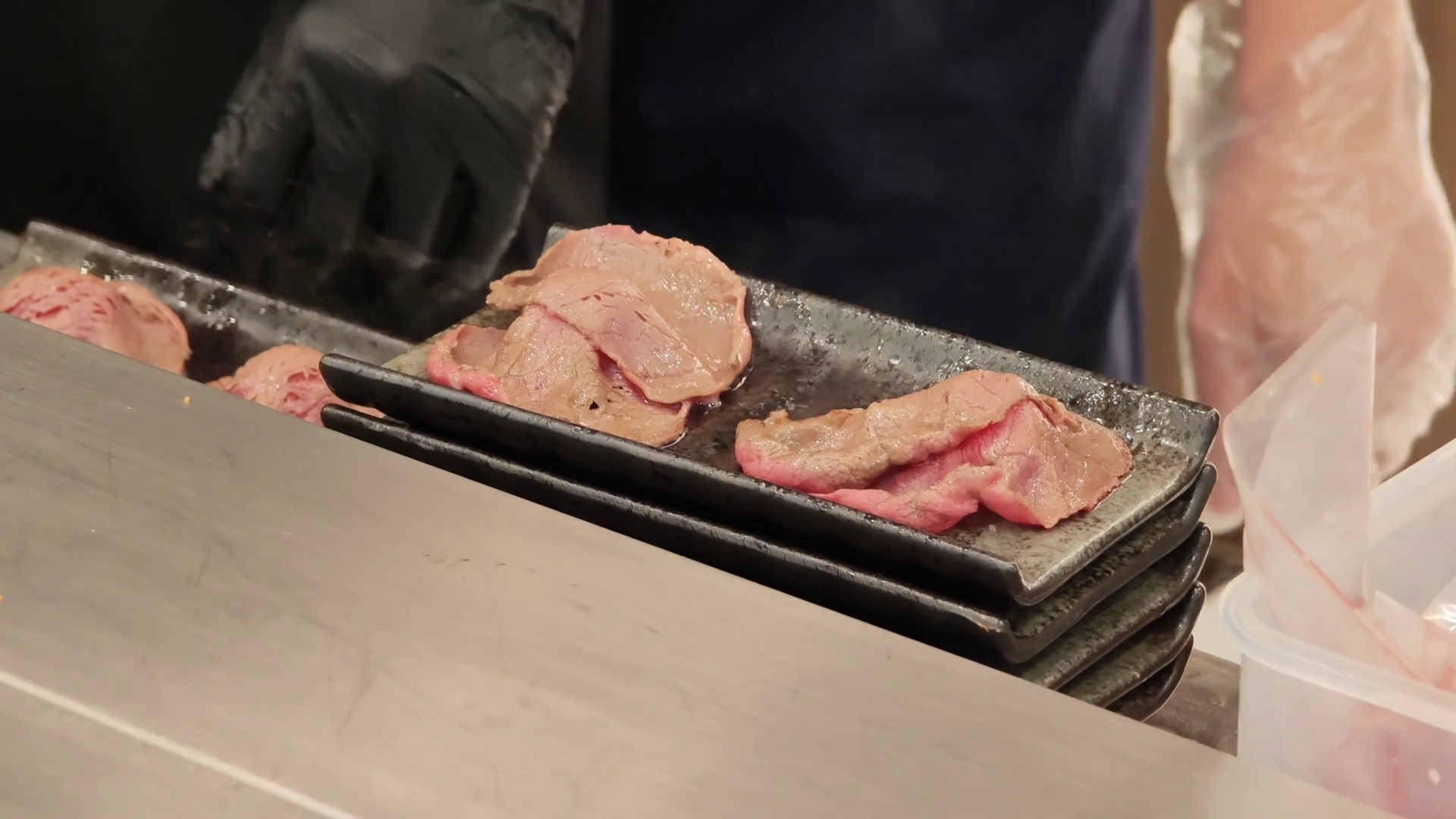 A Chef Uses Torch To Sear Marinated Meat On Stock Footage SBV-353429813 ...
