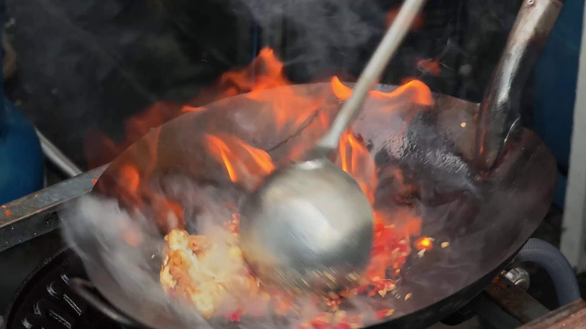 Dynamic Scene Of Cooking With Flames In Hot Stock Footage SBV-353429784 ...