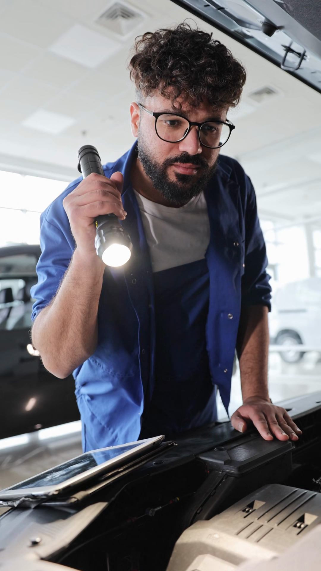 Young Male Car Mechanic In Blue Uniform Stock Footage SBV-353668800 ...