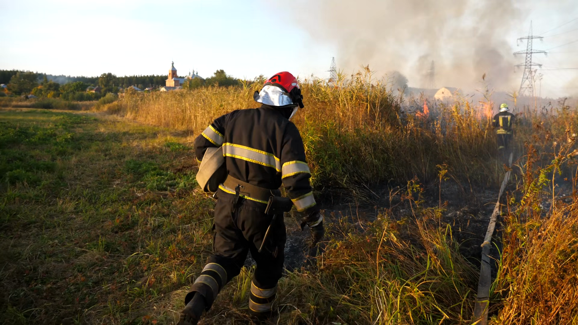 Male Firefighter In Full Equipment Running Stock Footage SBV-353966709 ...