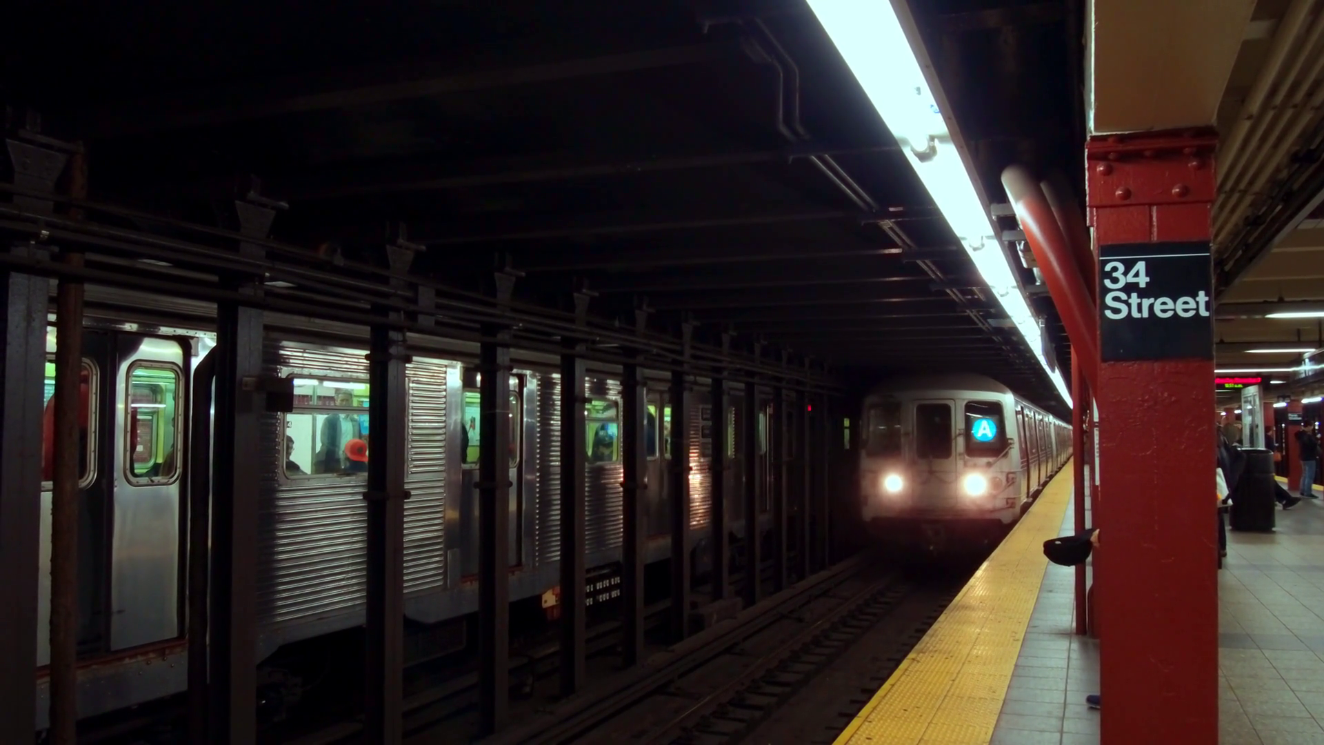 A Train Arrive At Station In 34th Street In Stock Footage SBV-352592150 ...