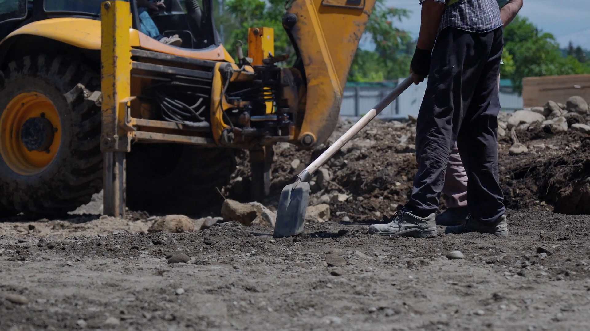 Construction Worker Uses Shovel To Rake Stock Footage SBV-348577785 ...