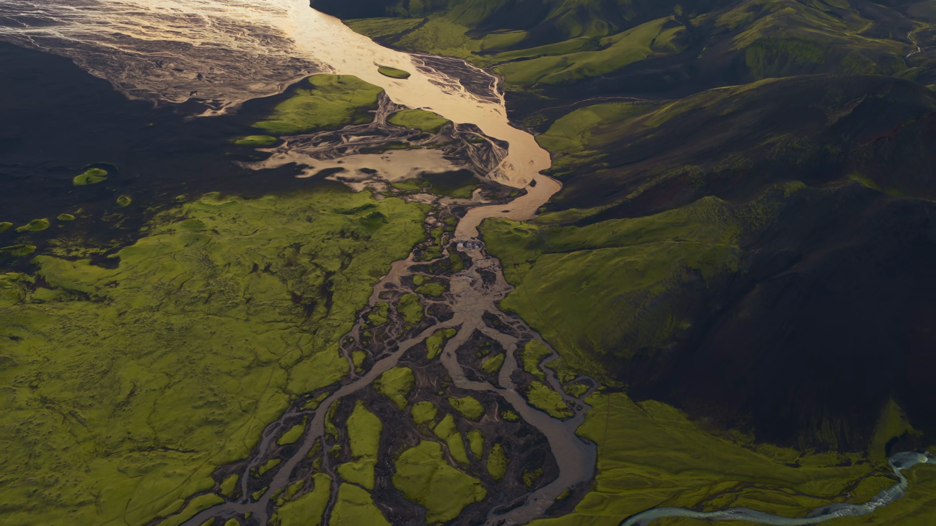 Drone Captures Braided River Cutting Through Stock Footage SBV ...
