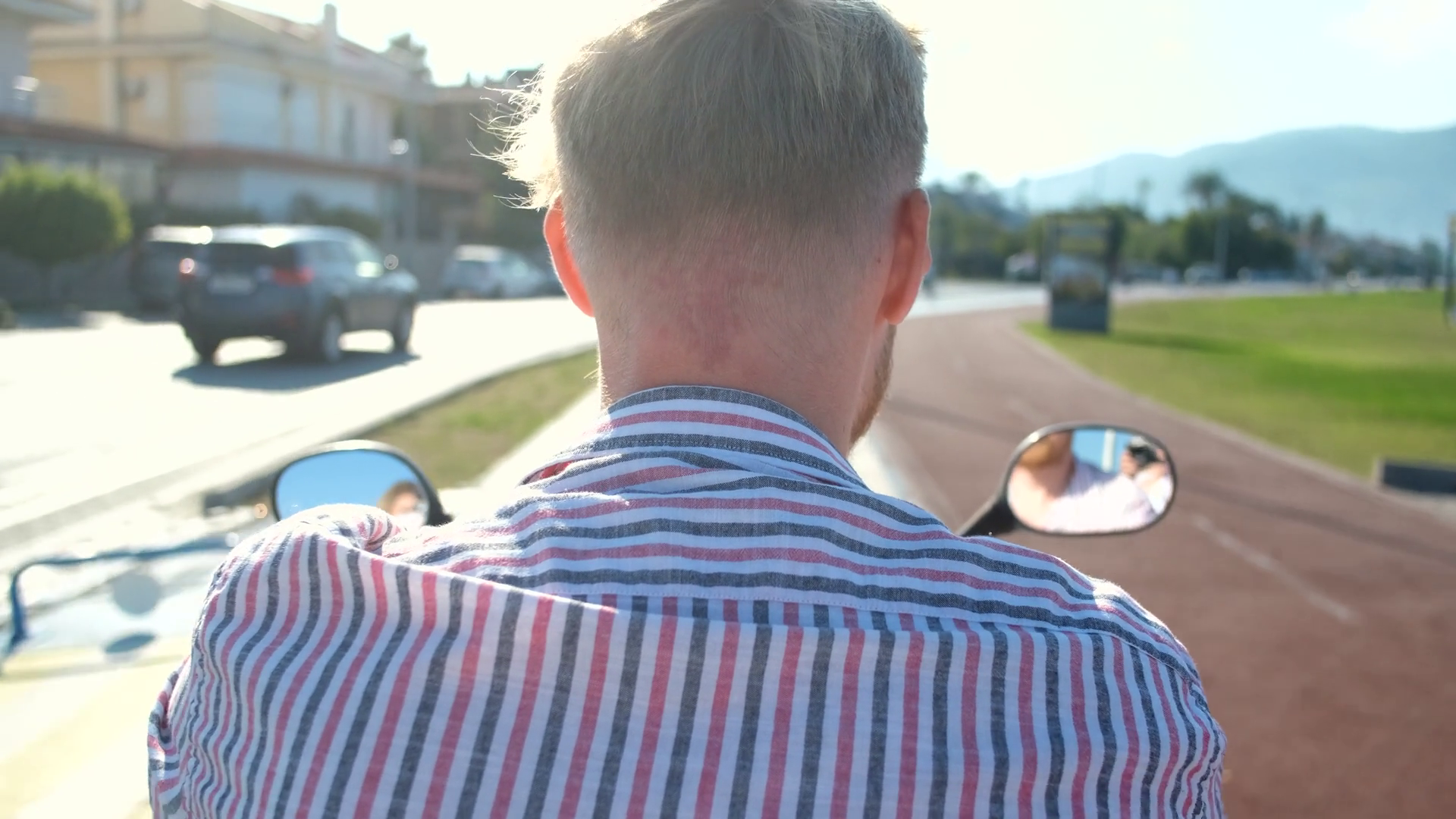 From Back Head Of Man On Motorcycle In Stock Footage SBV-348904516 ...