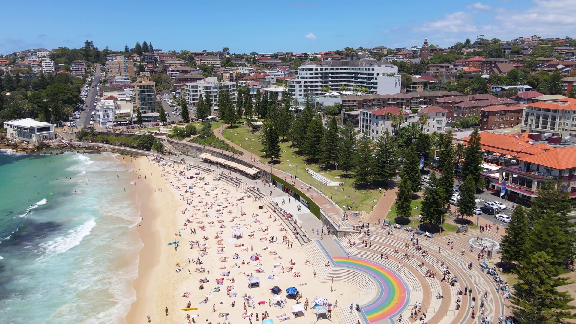 Aerial Drone View Of Iconic Coogee Beach In Stock Footage SBV-352263361 ...