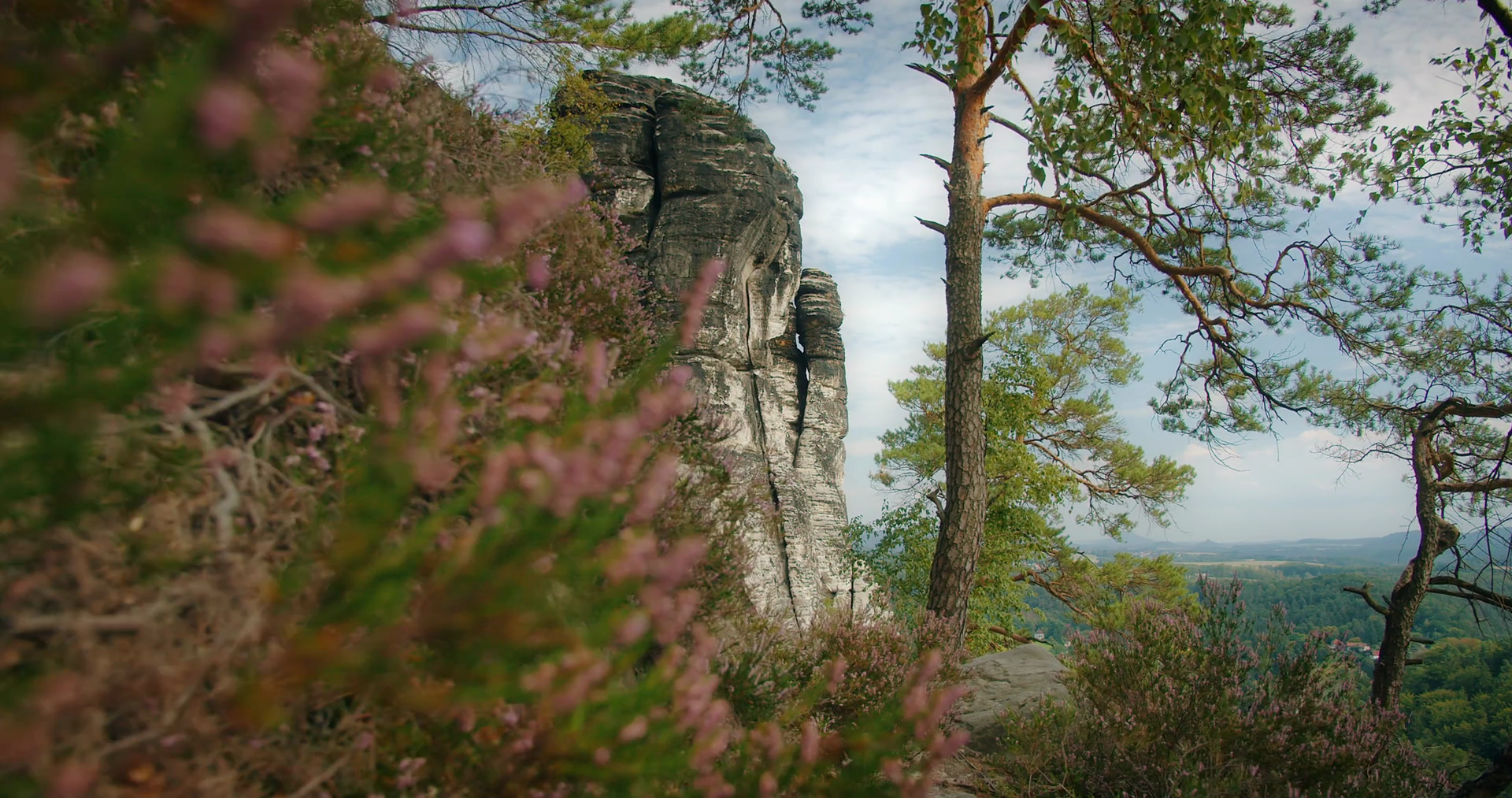 Heather Lined Path Leading To Towering Rock Stock Footage SBV-349117214 ...