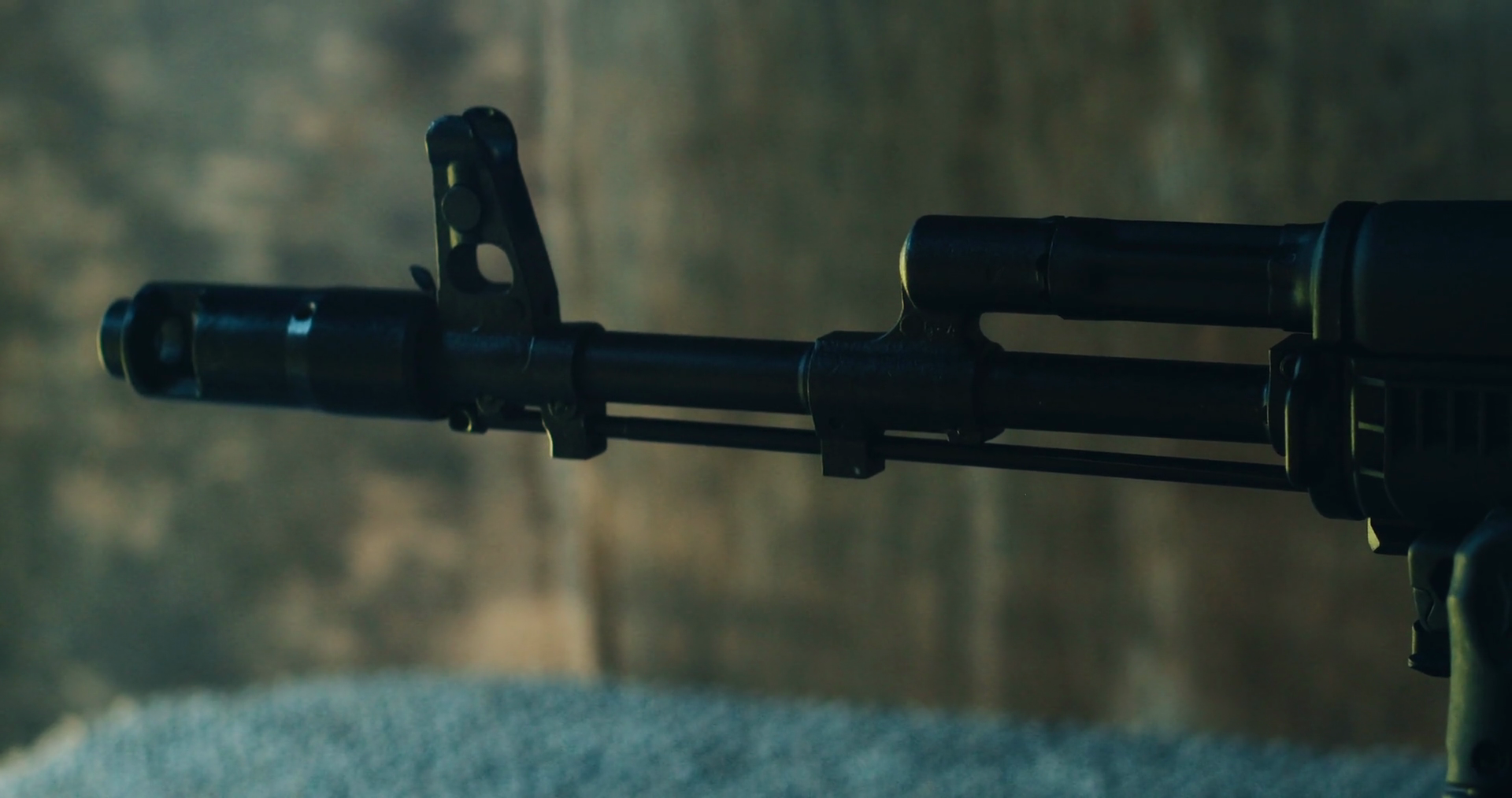Closeup View Of Tactical Rifle Muzzle Emits Stock Footage SBV-352336227 ...
