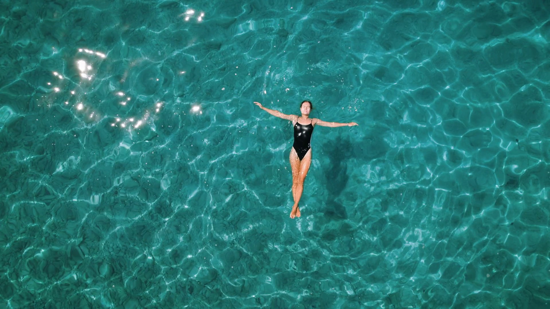 Serene Float In Crystal Clear Aquamarine Stock Footage SBV-348855585 ...