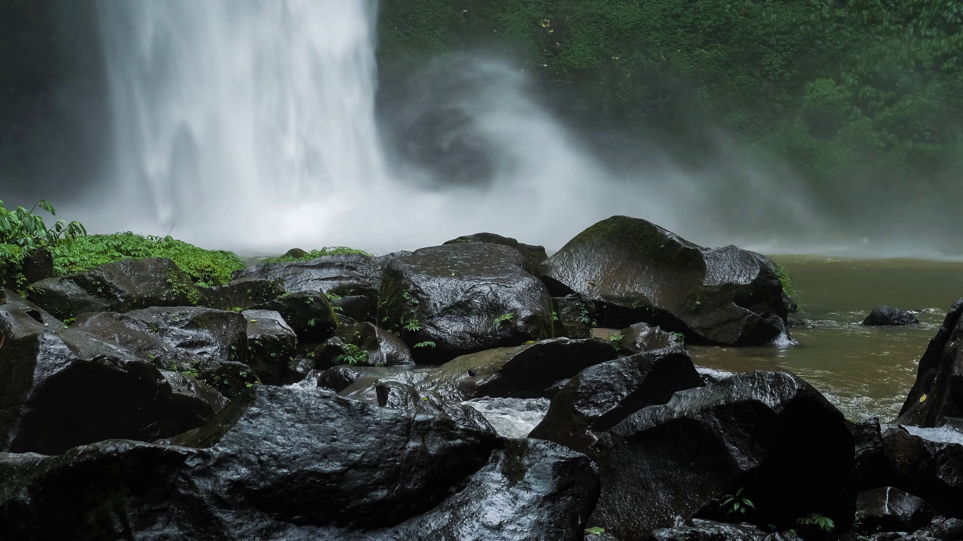 Close Up Of Nungnung Waterfall Falling Water Stock Footage SBV ...