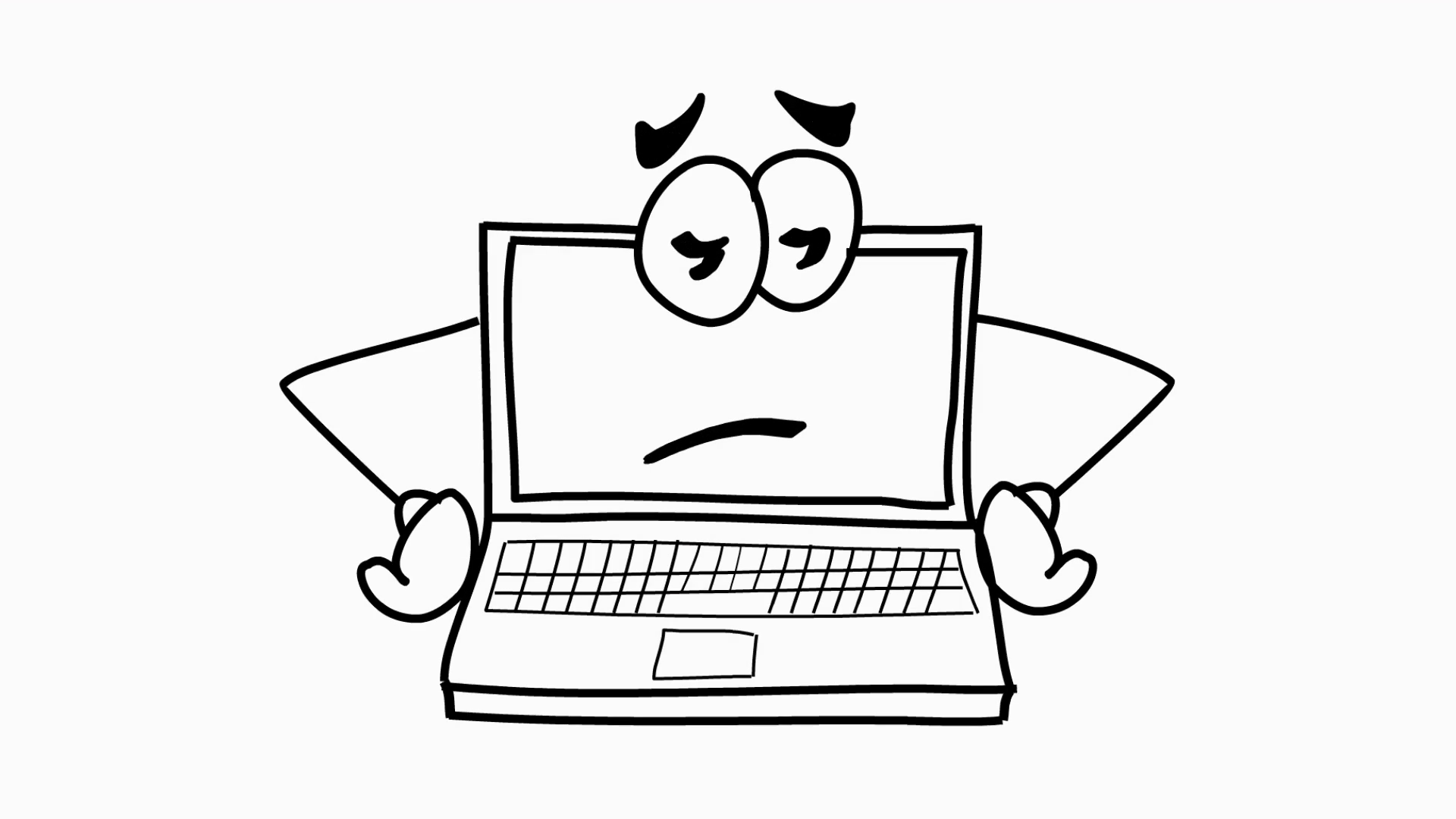Laptop Sad Cartoon Illustration Handrawn Stock Motion Graphics SBV ...